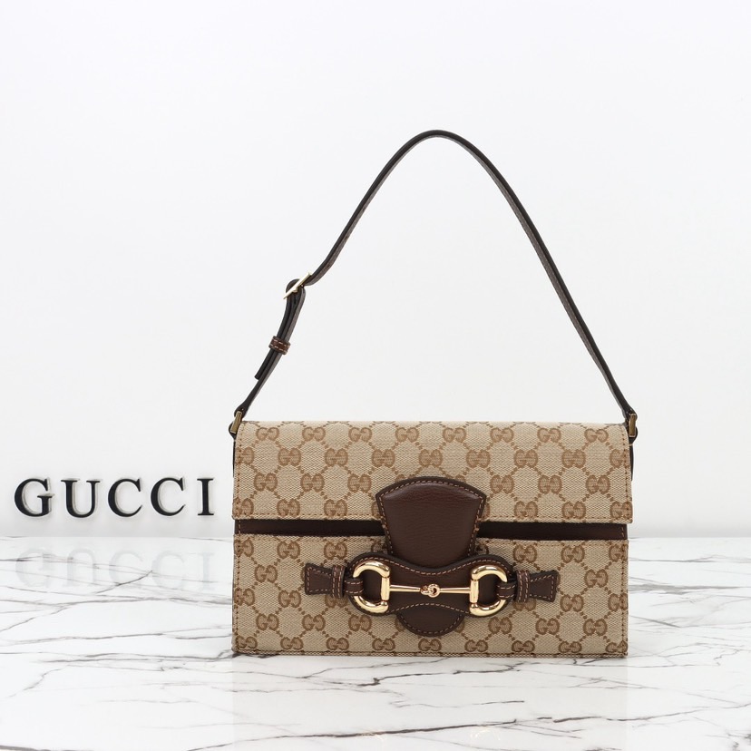 GUCCI GG Canvas Horsebit Shoulder Bag - image 2