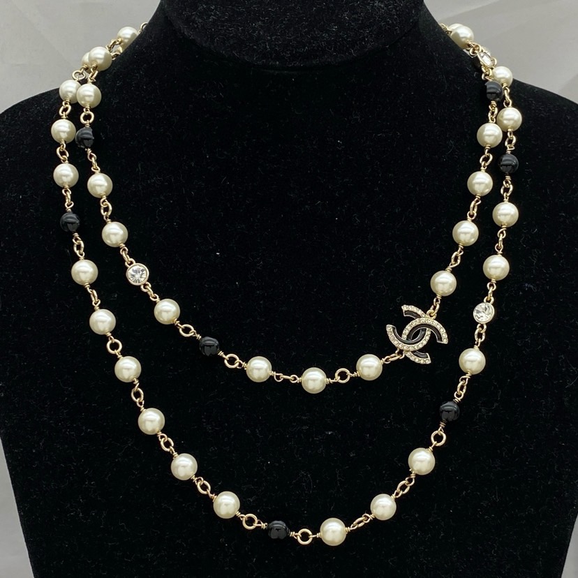 CHANEL Pearl/Black Beads CC Baroque Sautoir Necklace - image 8