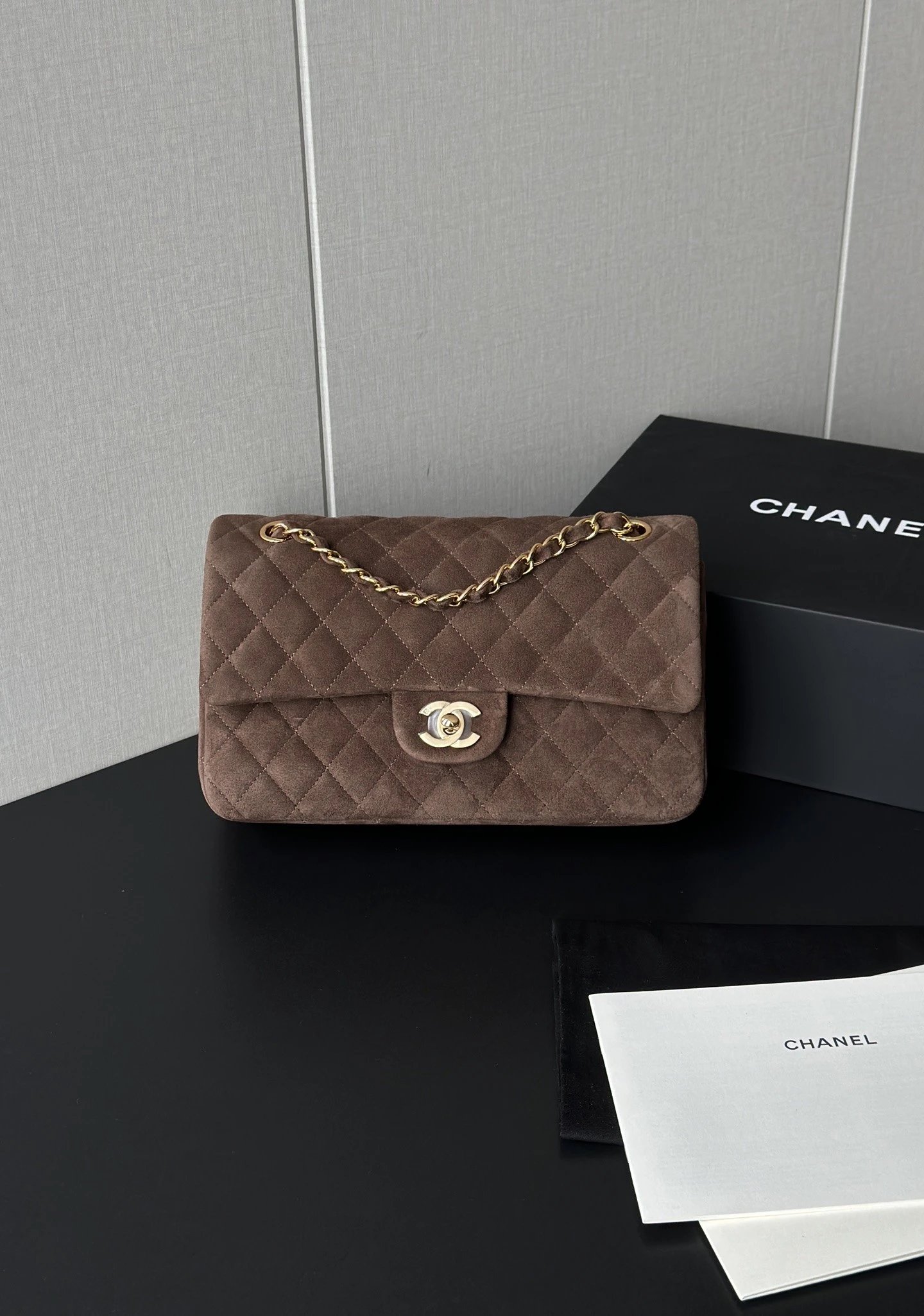 CHANEL Vintage Classique Flap Medium Handbag Suede Leather - image 2