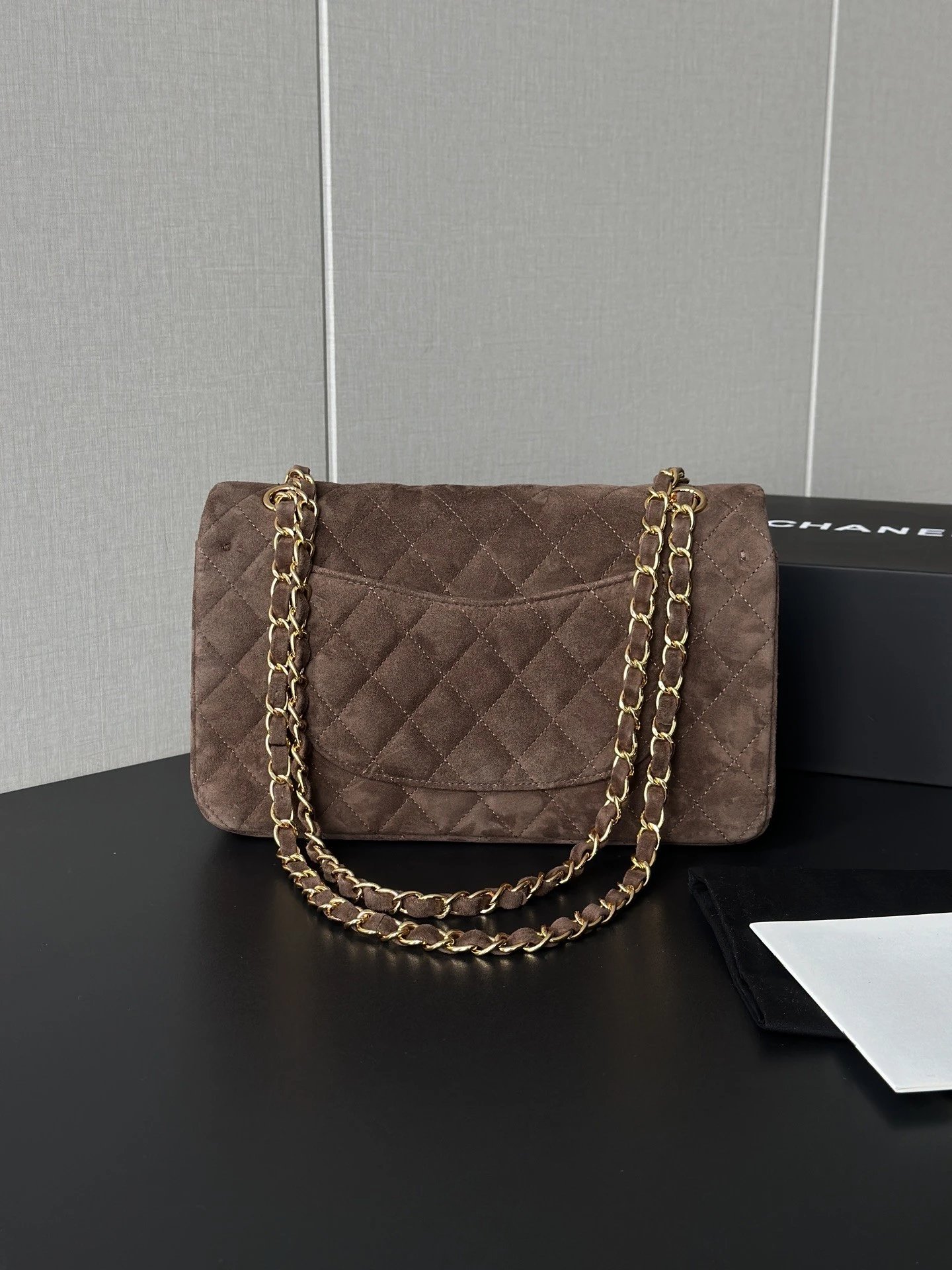 CHANEL Vintage Classique Flap Medium Handbag Suede Leather - image 3