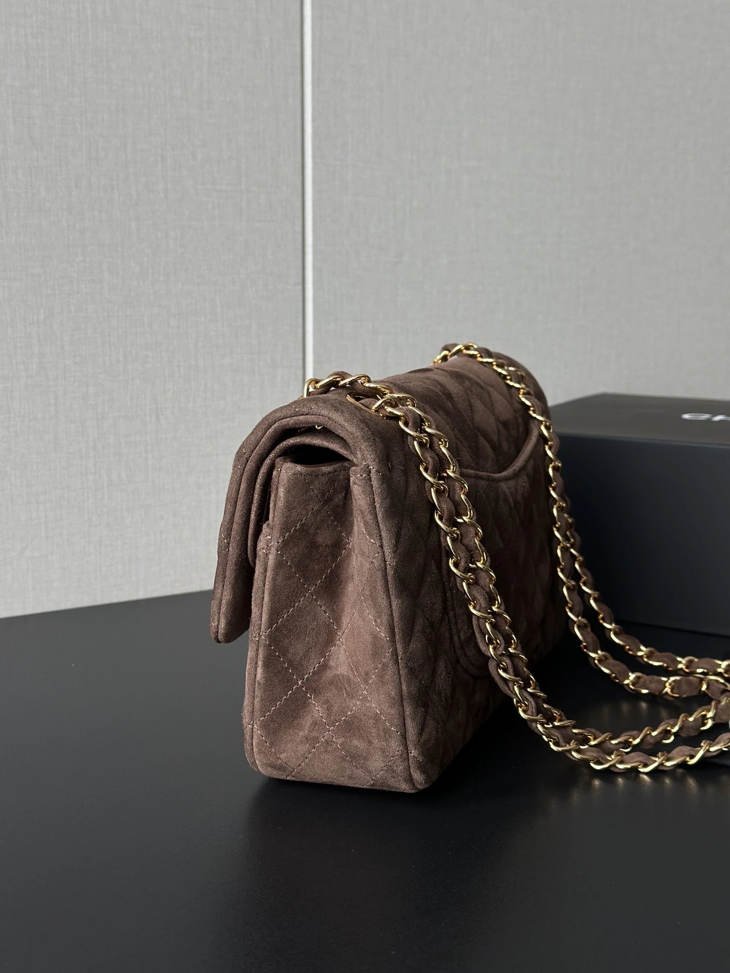 CHANEL Vintage Classique Flap Medium Handbag Suede Leather - image 4