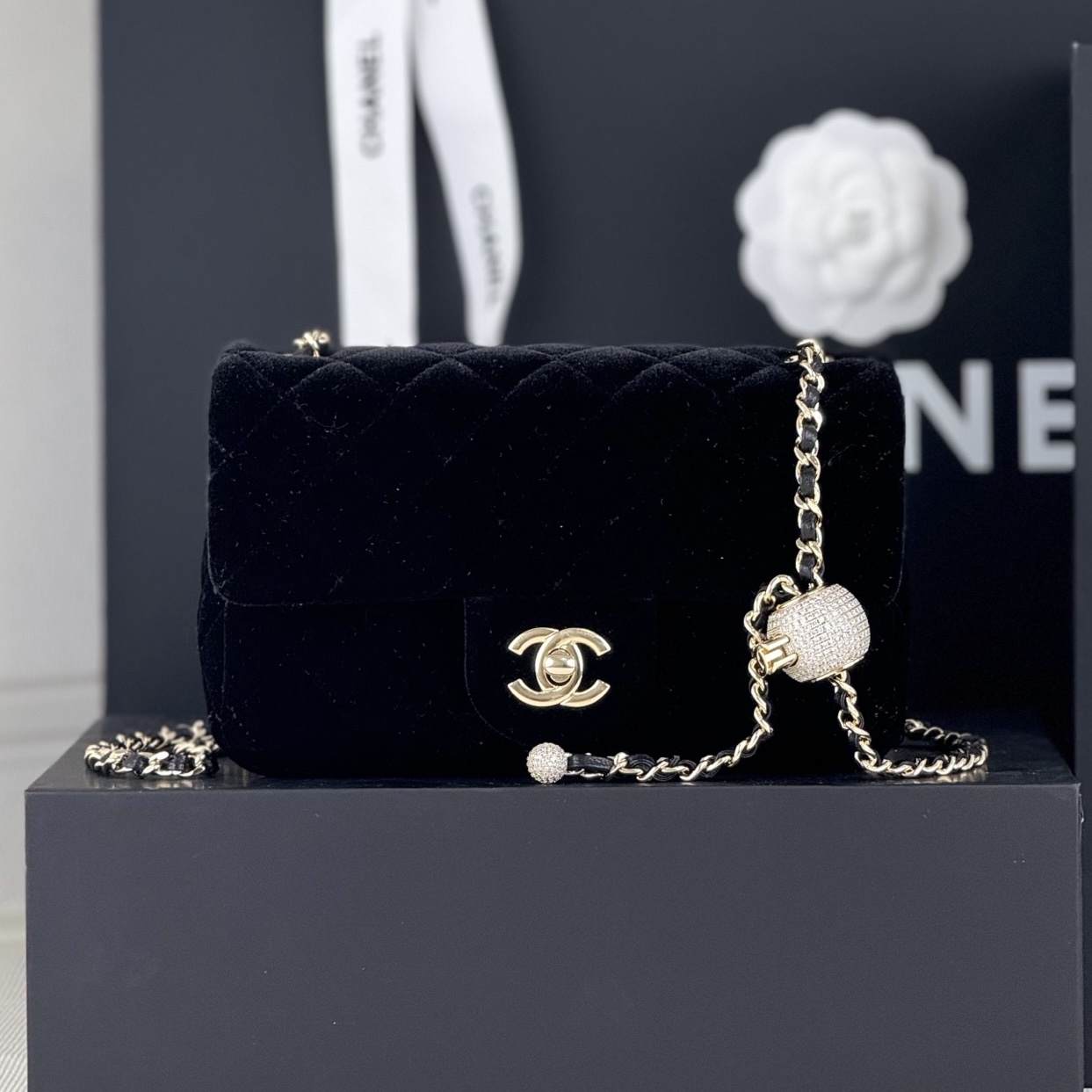 CHANEL MINI Flap Bag Rectangular Ball & Diamond Lock - image 2