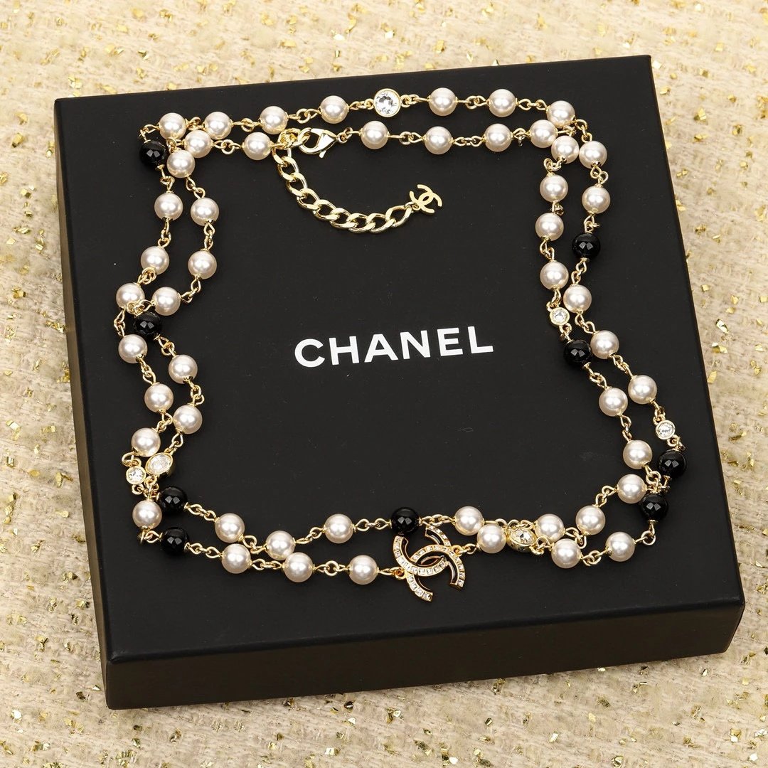 CHANEL Pearl/Black Beads CC Baroque Sautoir Necklace - image 2