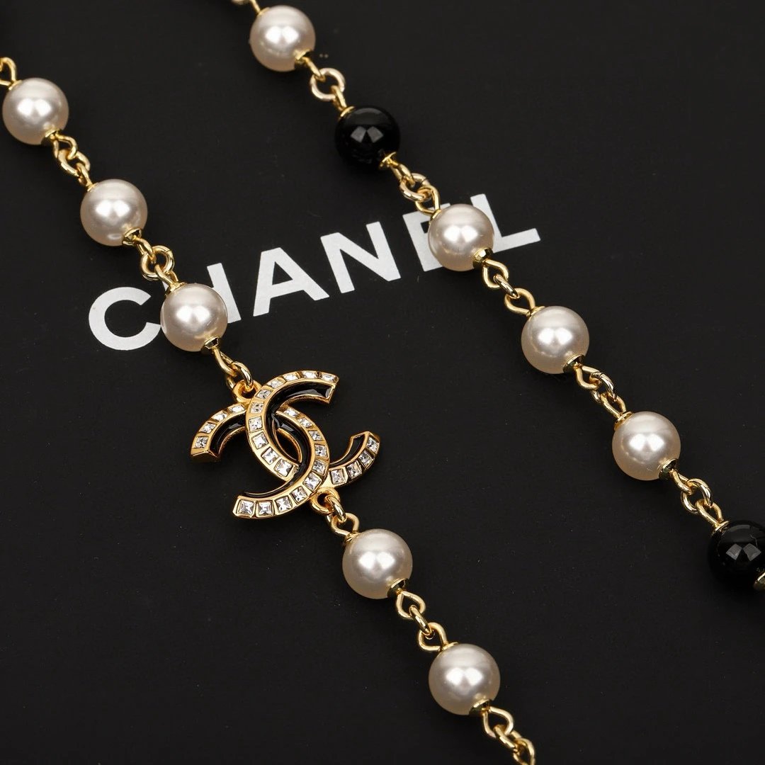 CHANEL Pearl/Black Beads CC Baroque Sautoir Necklace - image 4