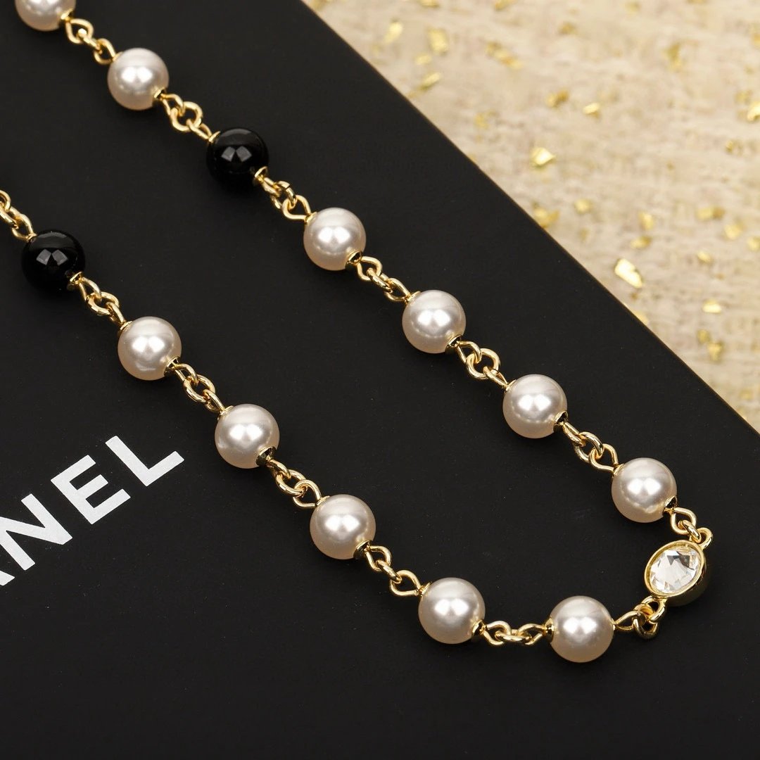 CHANEL Pearl/Black Beads CC Baroque Sautoir Necklace - image 6