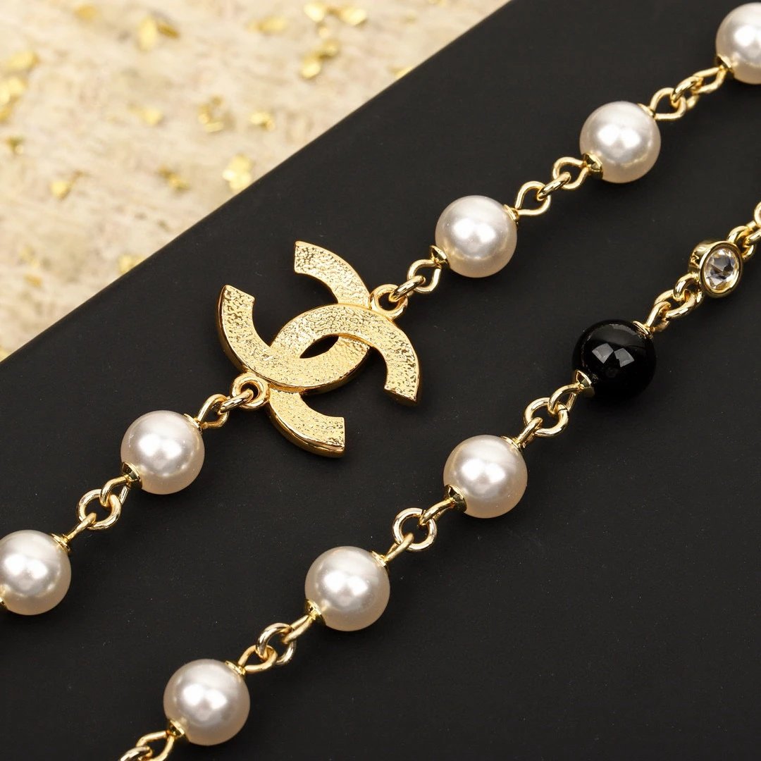 CHANEL Pearl/Black Beads CC Baroque Sautoir Necklace - image 5