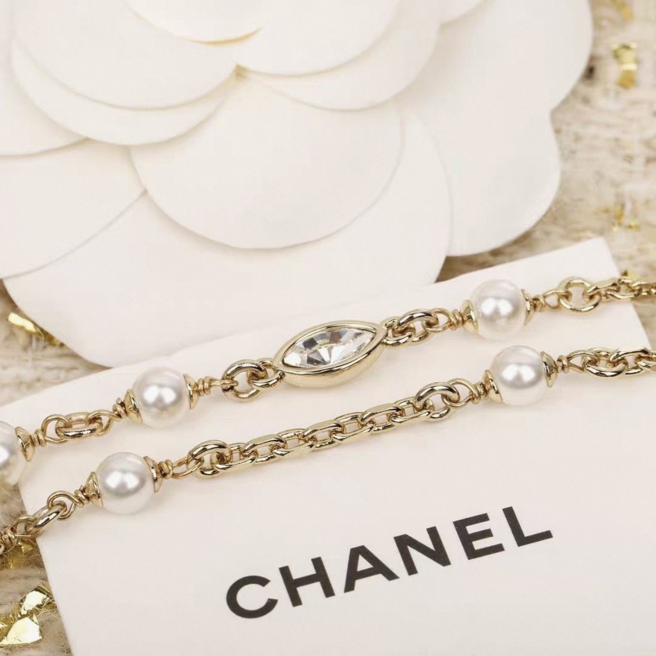 CHANEL Multi-layer bow embossing Necklace - image 5