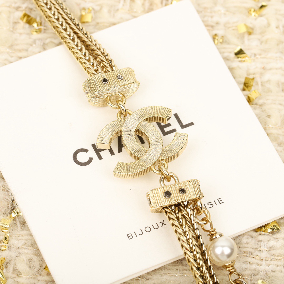CHANEL Crystal, Imitation Pearl and Gold Metal Double Strand Choker - image 4