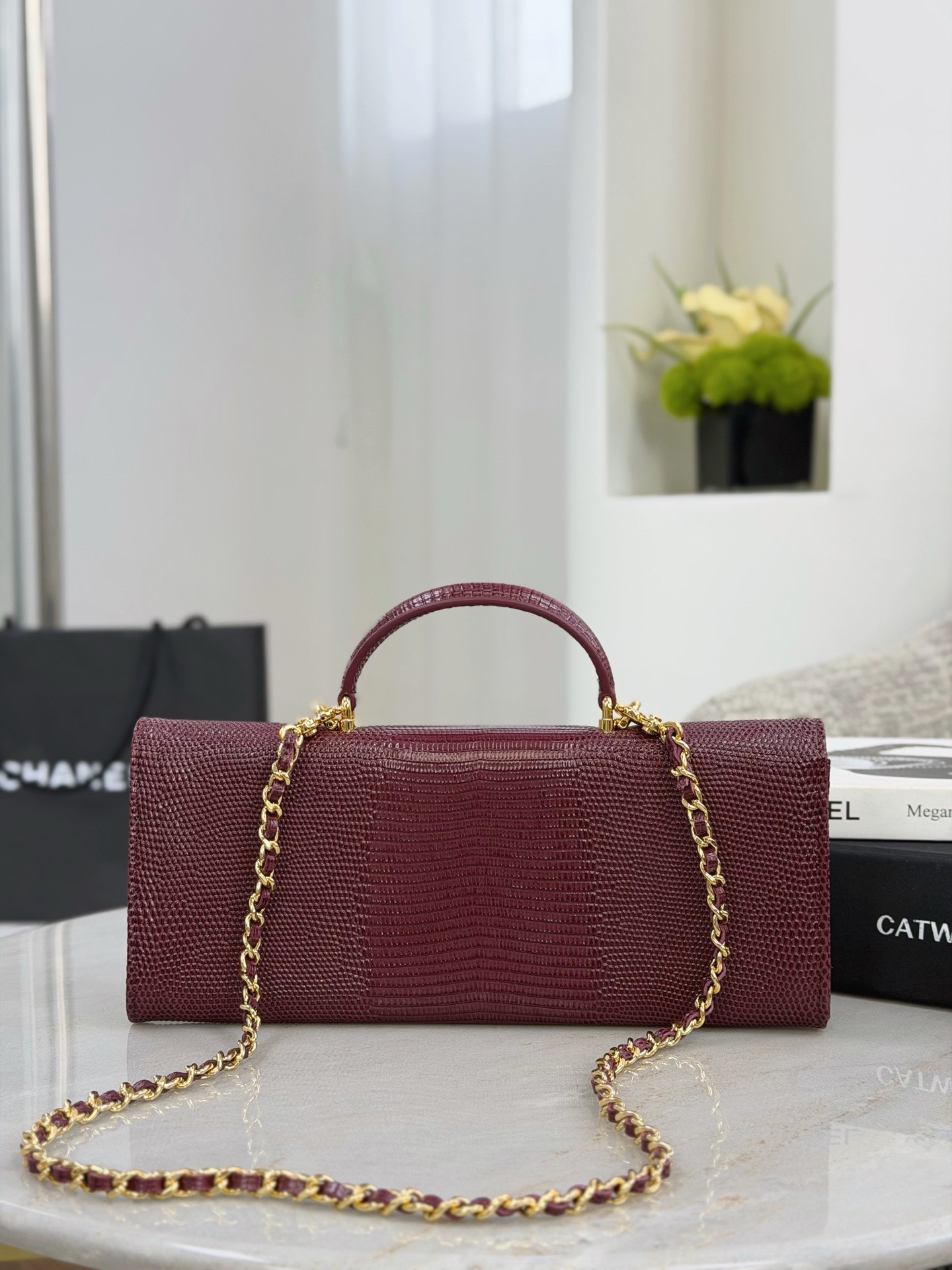 CHANEL Clutch with chain Lizard Embossed Calfskin - image 3