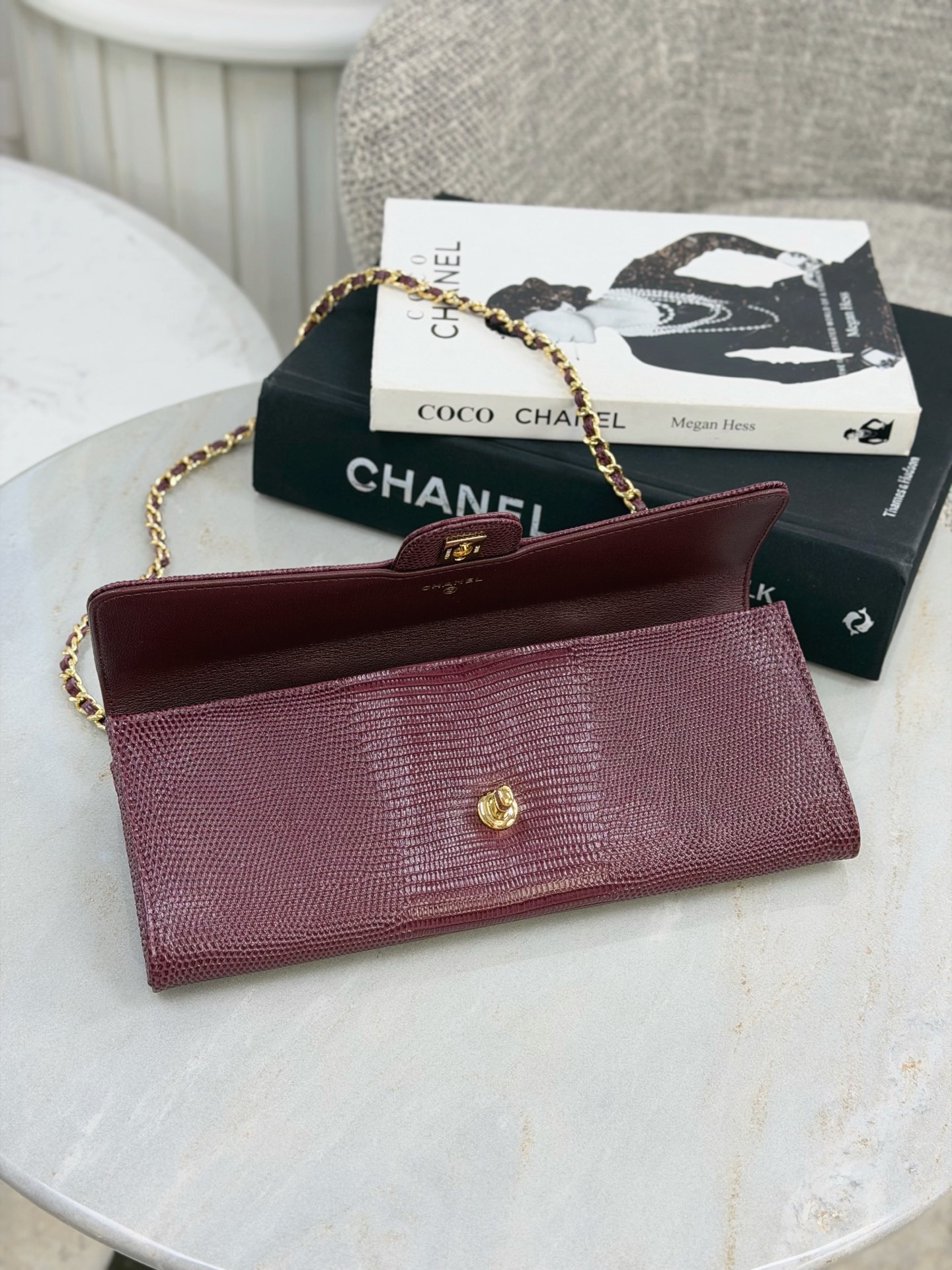 CHANEL Clutch with chain Lizard Embossed Calfskin - image 6