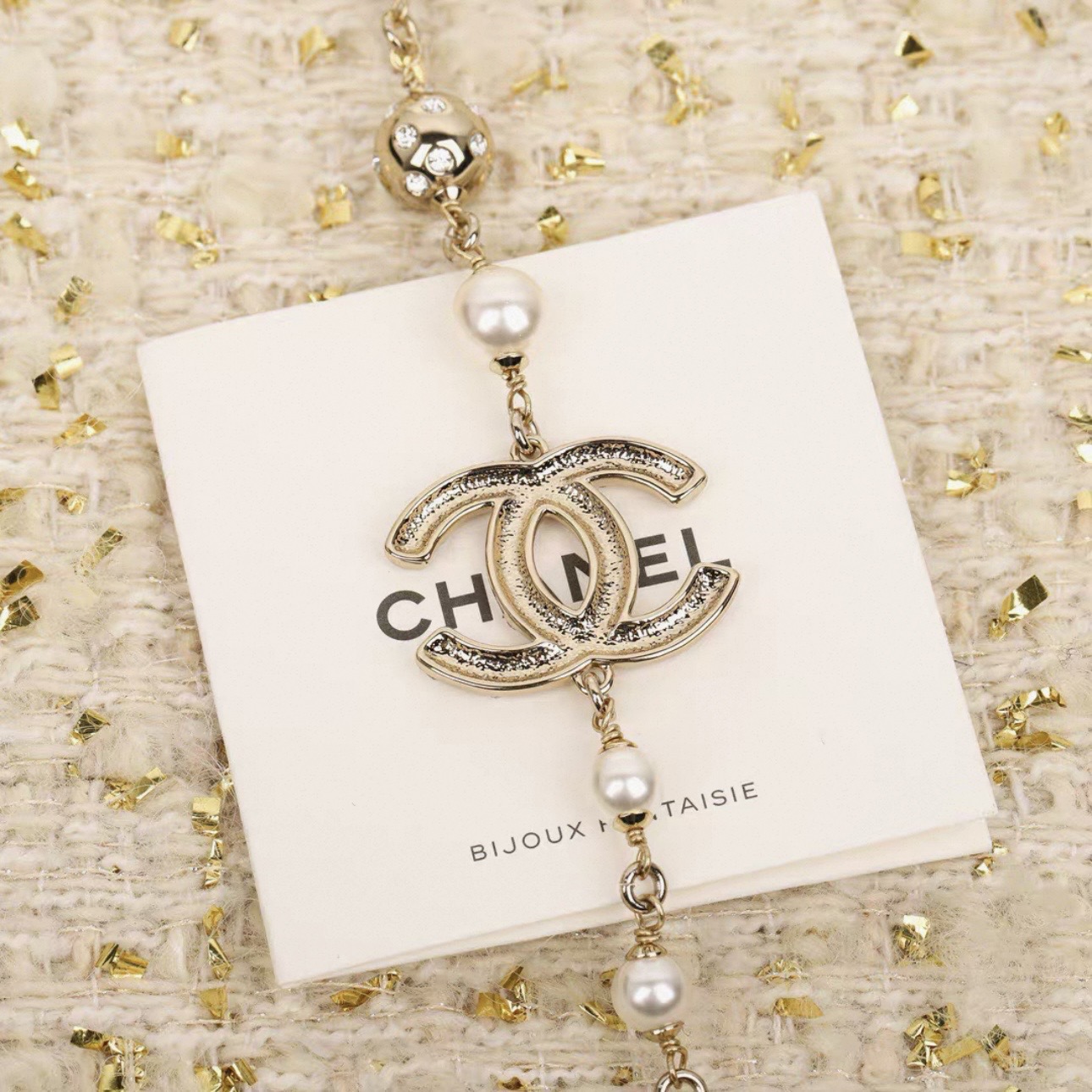CHANEL Metal Artificial Pearl Necklaces - image 4
