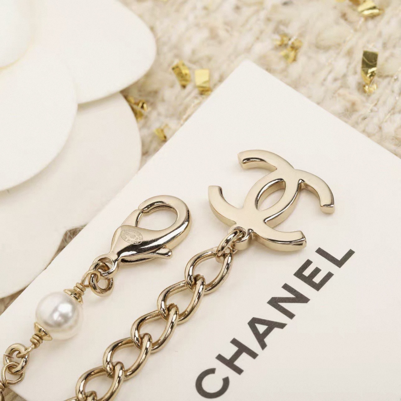CHANEL Metal Artificial Pearl Necklaces - image 6