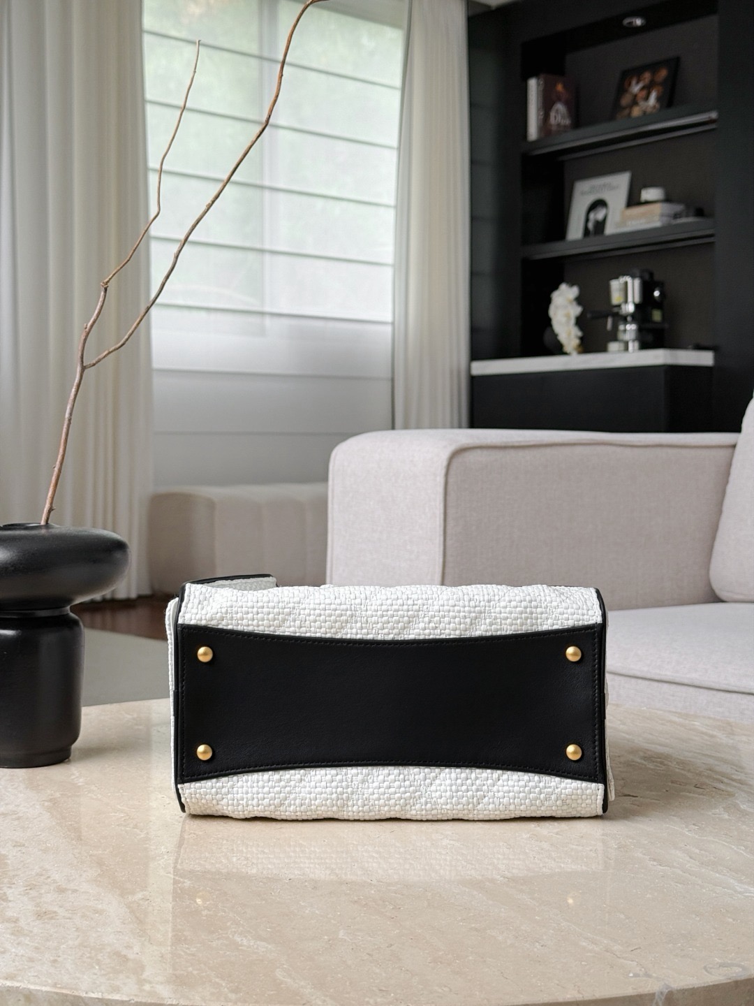 CHANEL 25bag Braided Raffia White & Black - image 5
