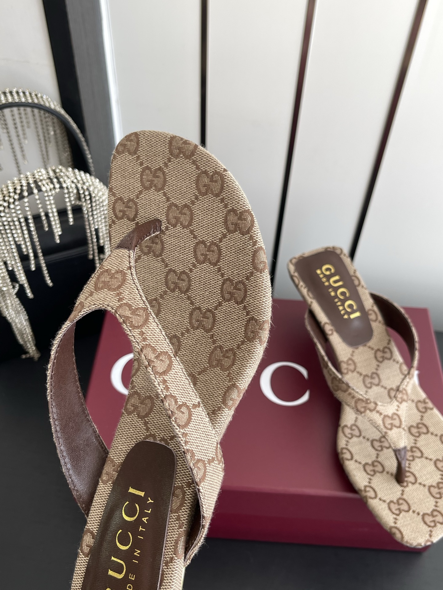GUCCI Vuttoria thong in sand and brown GG canvas - image 7