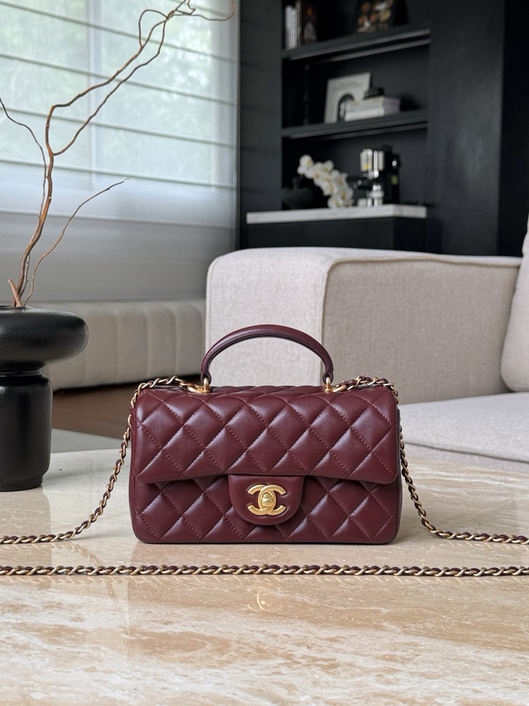 CHANEL MINI Classic Handbag With Top Handle Lambskin - image 2