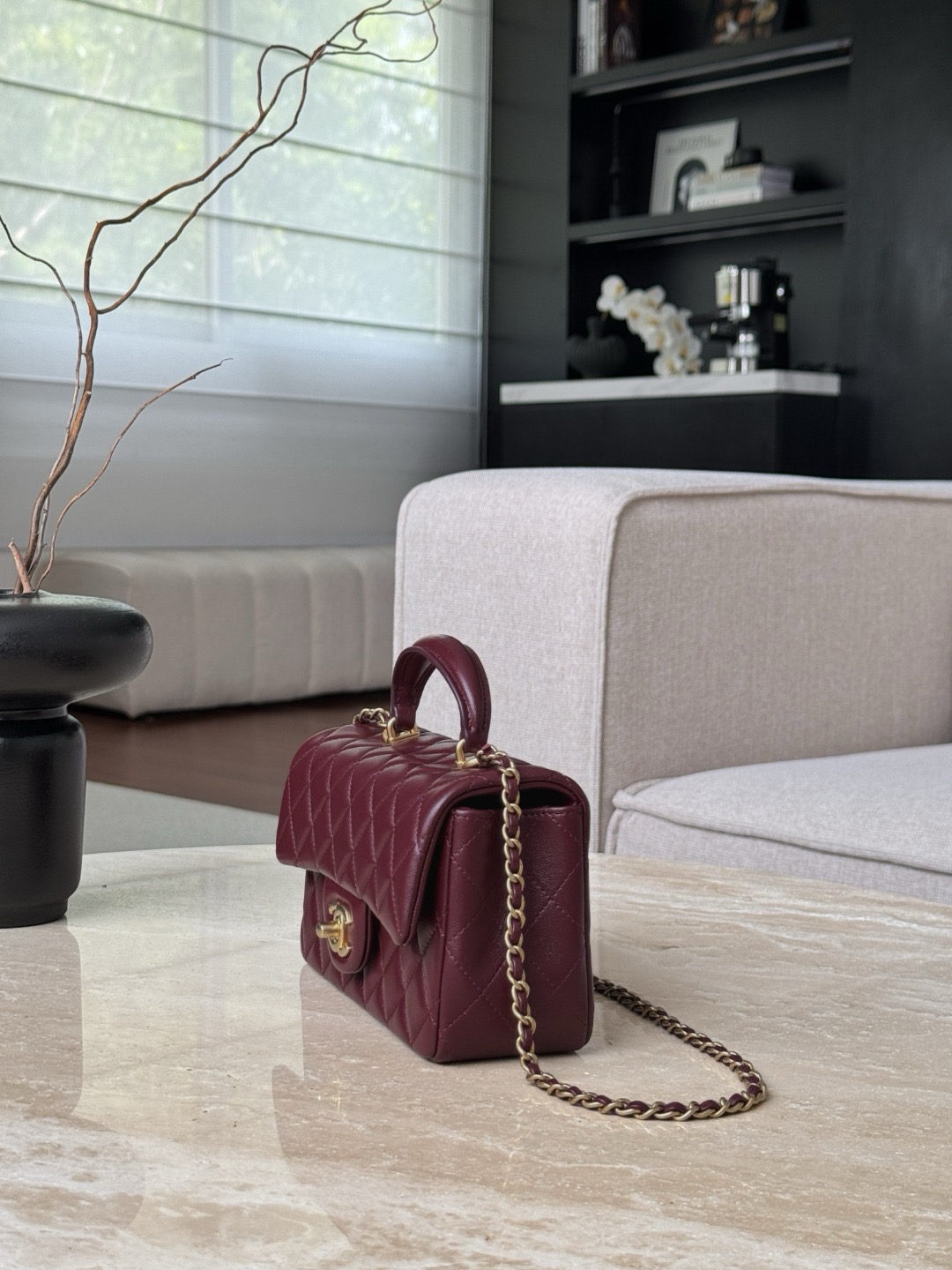 CHANEL MINI Classic Handbag With Top Handle Lambskin - image 4