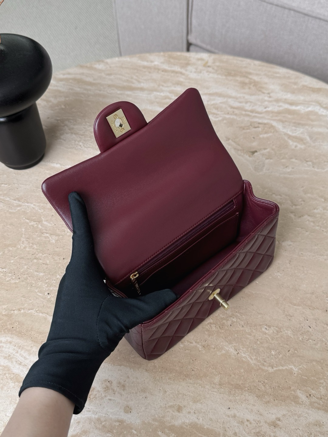 CHANEL MINI Classic Handbag With Top Handle Lambskin - image 6