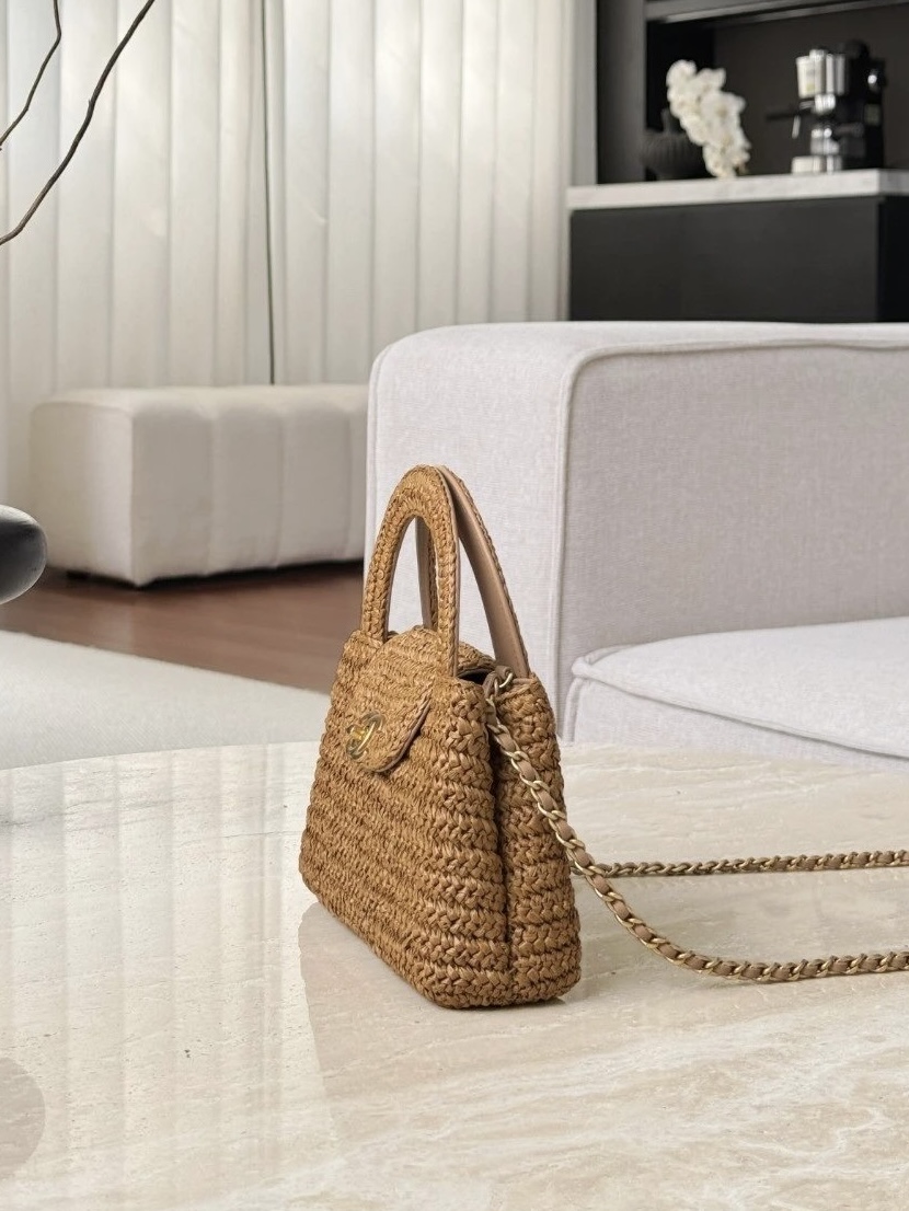 CHANEL Mini shopping bag, Braided raffia - image 4