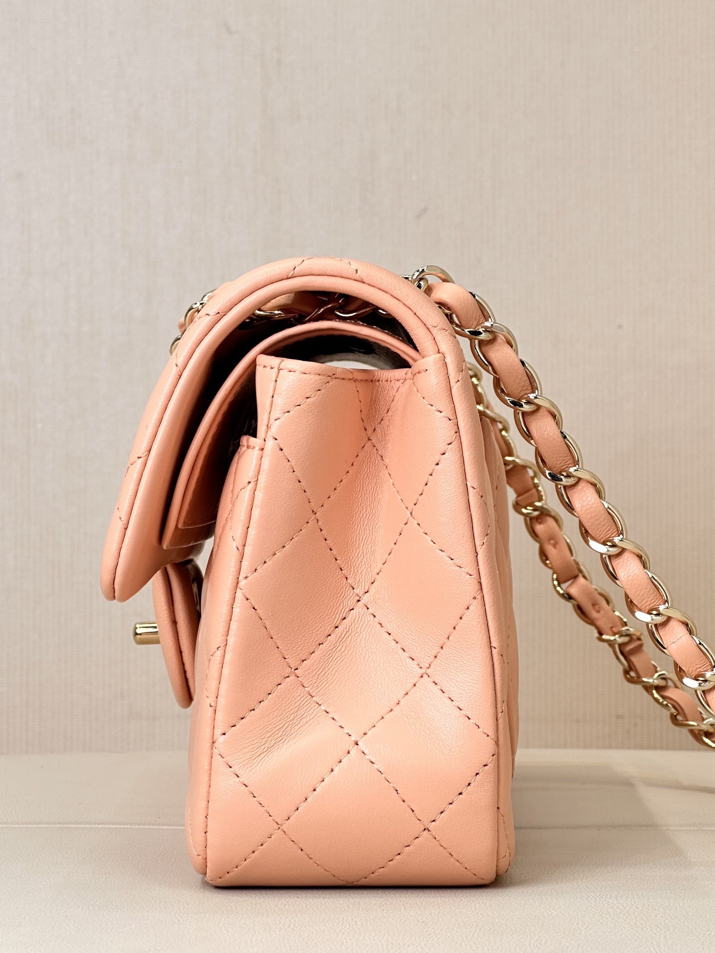 CHANEL Lambskin Classic Flap Light Orange - image 3