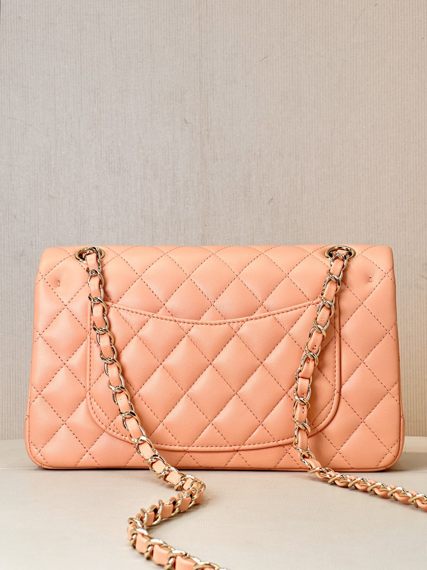 CHANEL Lambskin Classic Flap Light Orange - image 4