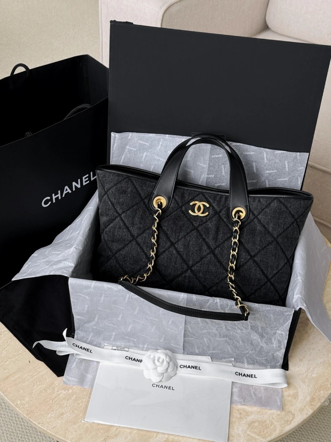 CHANEL 26C Shopping Bag Washed Denim - image 8