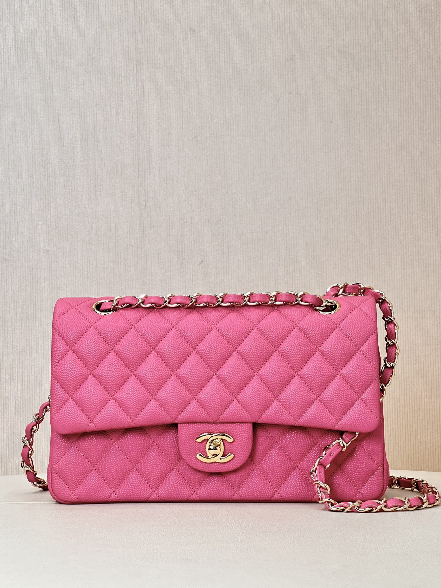 CHANEL Classique Flap Medium Handbag Champagne Gold Hardware - image 2