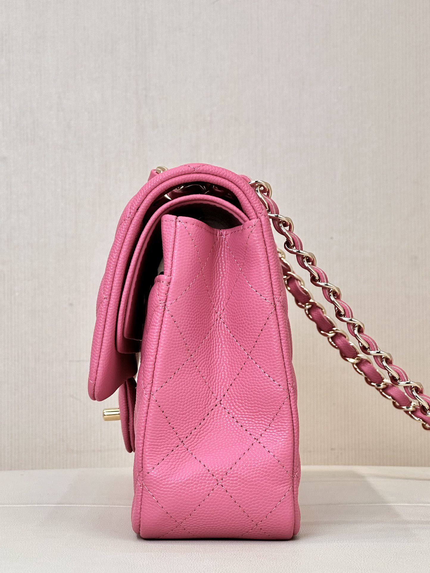 CHANEL Classique Flap Medium Handbag Champagne Gold Hardware - image 3