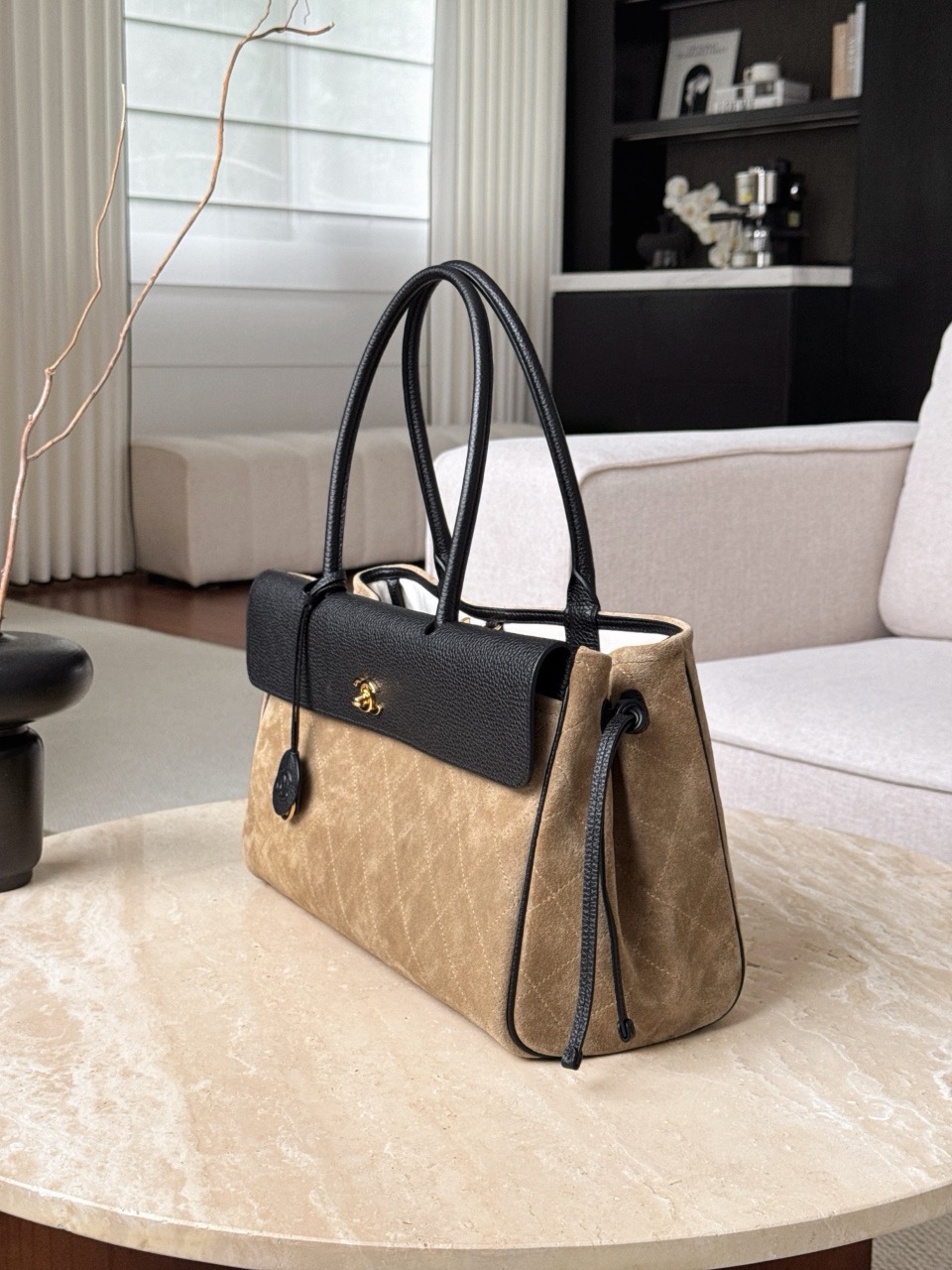 CHANEL Shopping Bag Suede and Grained Calfskin - image 4