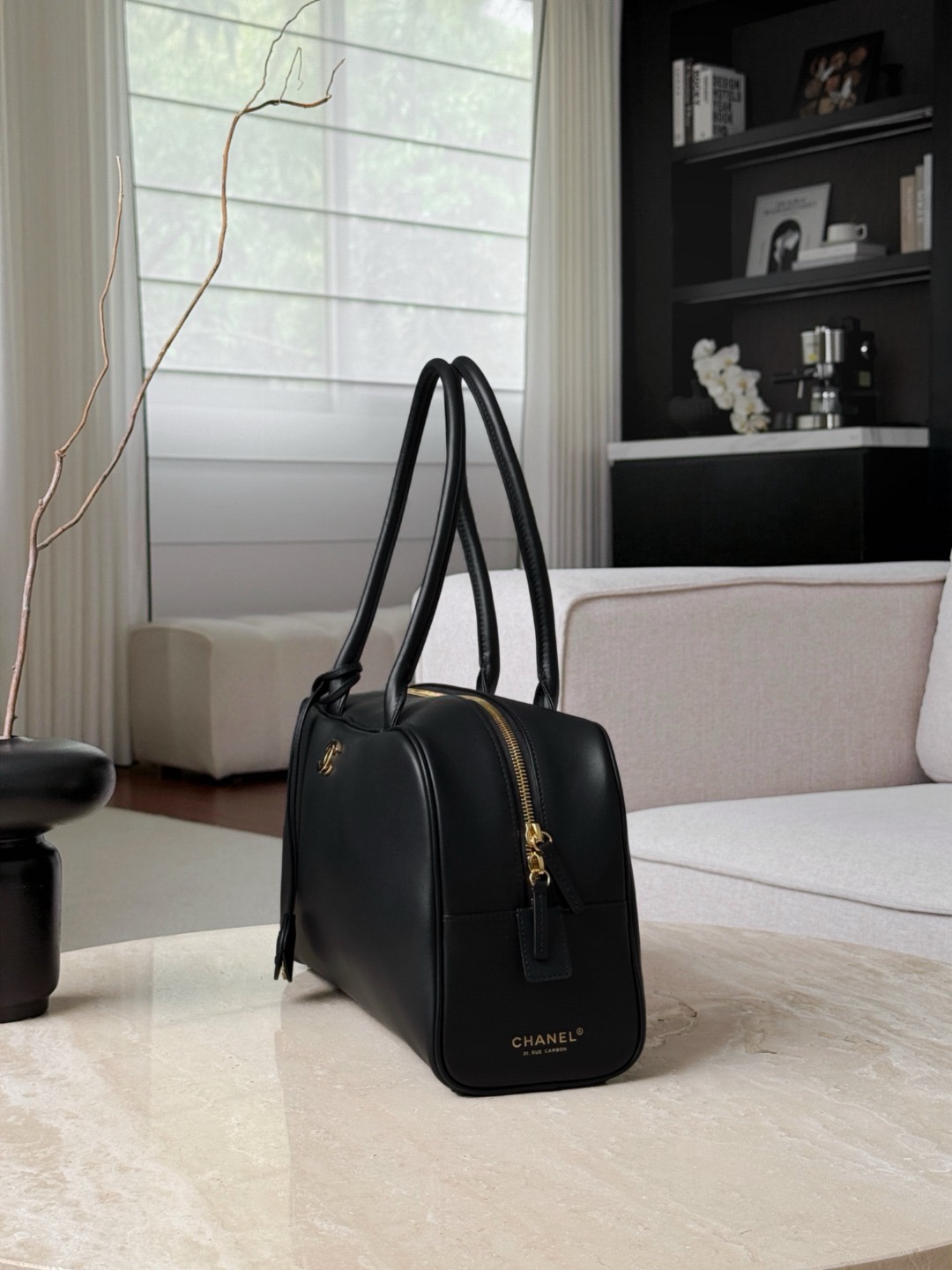 CHANEL Large Bowling Bag Calfskin - image 4