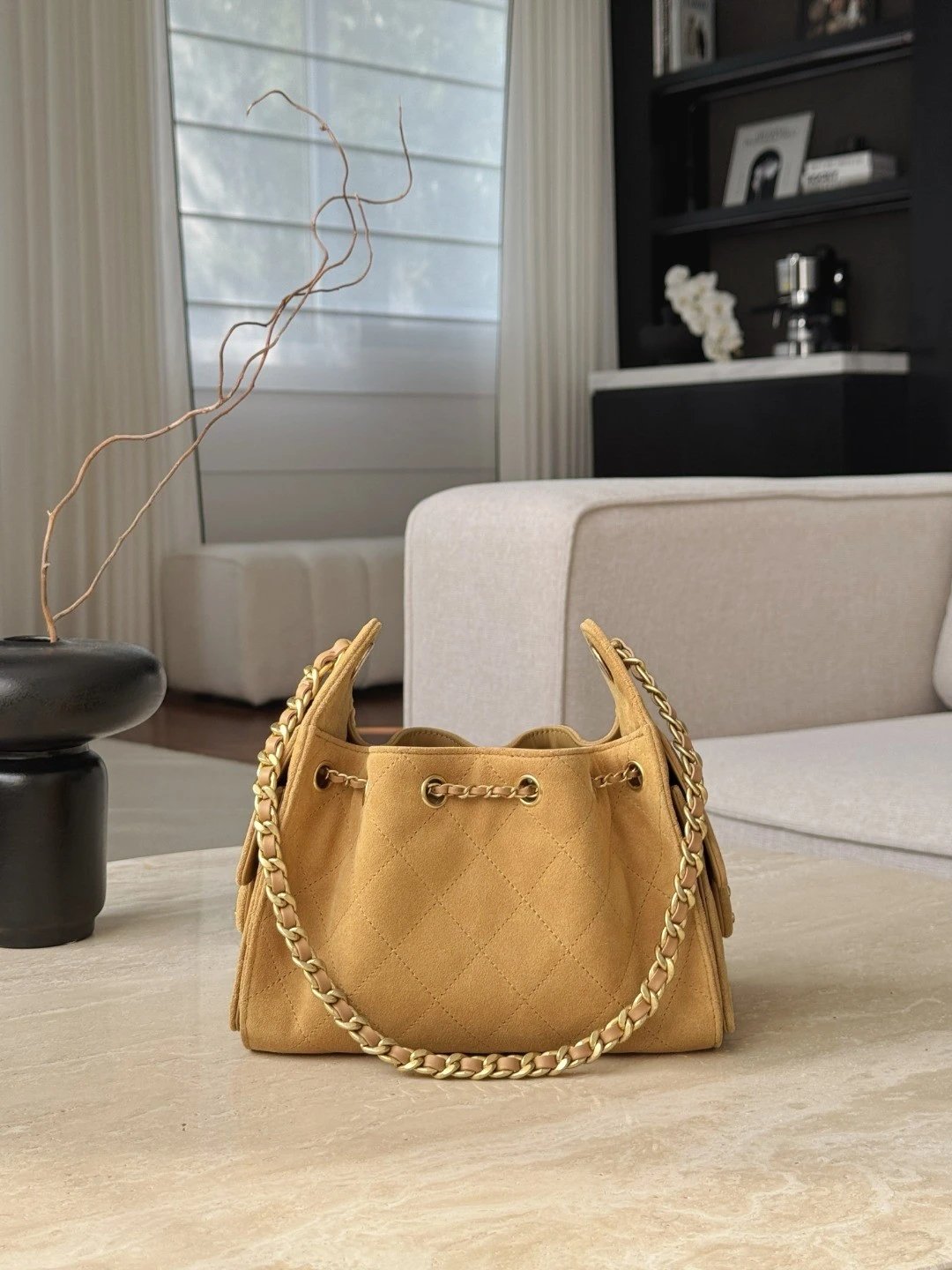 CHANEL 25 Hobo Bag Suede-Ginger Yellow - image 3