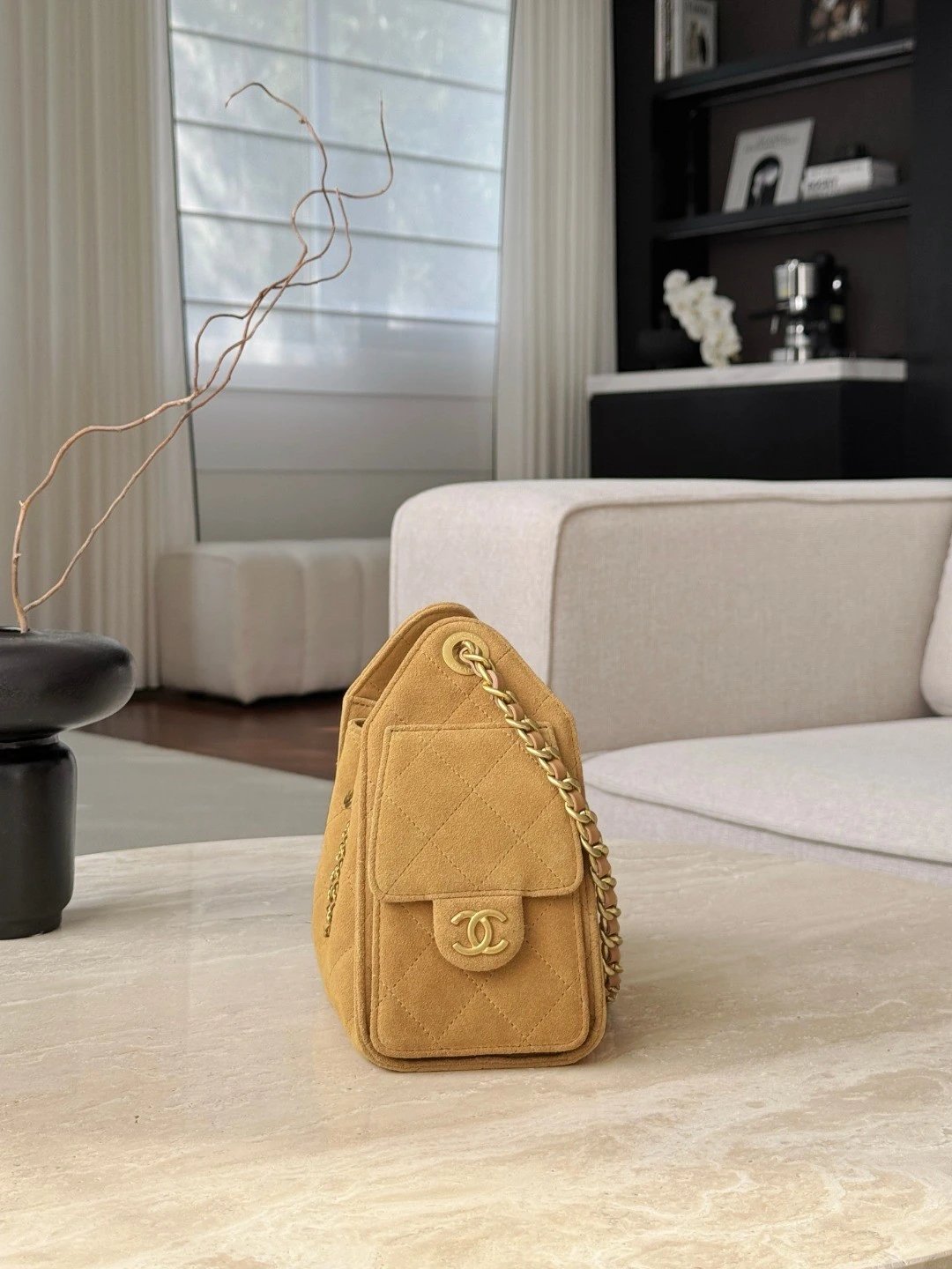 CHANEL 25 Hobo Bag Suede-Ginger Yellow - image 4