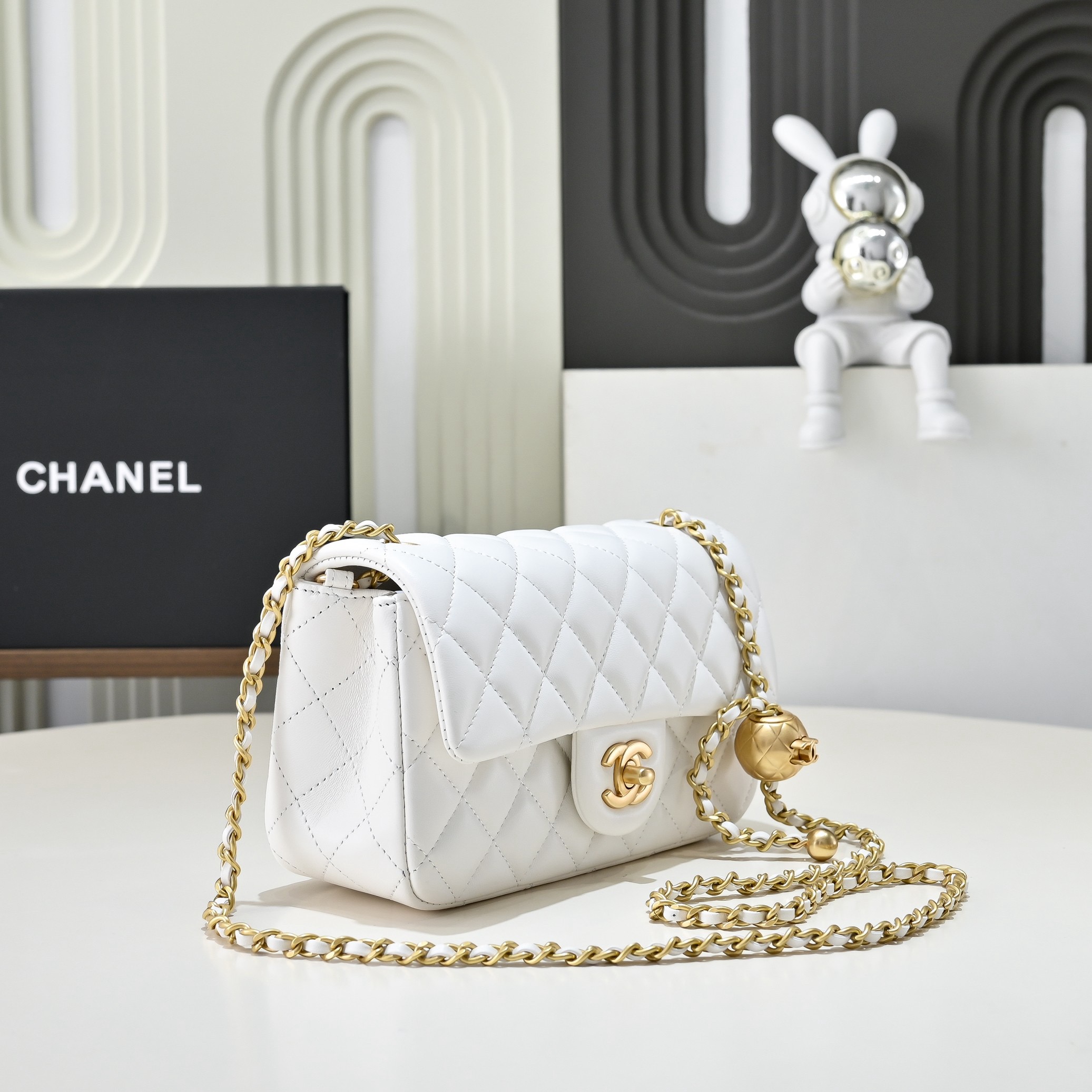 CHANEL Classic Flap CF with Gold Ball Charm – 20cm - image 4
