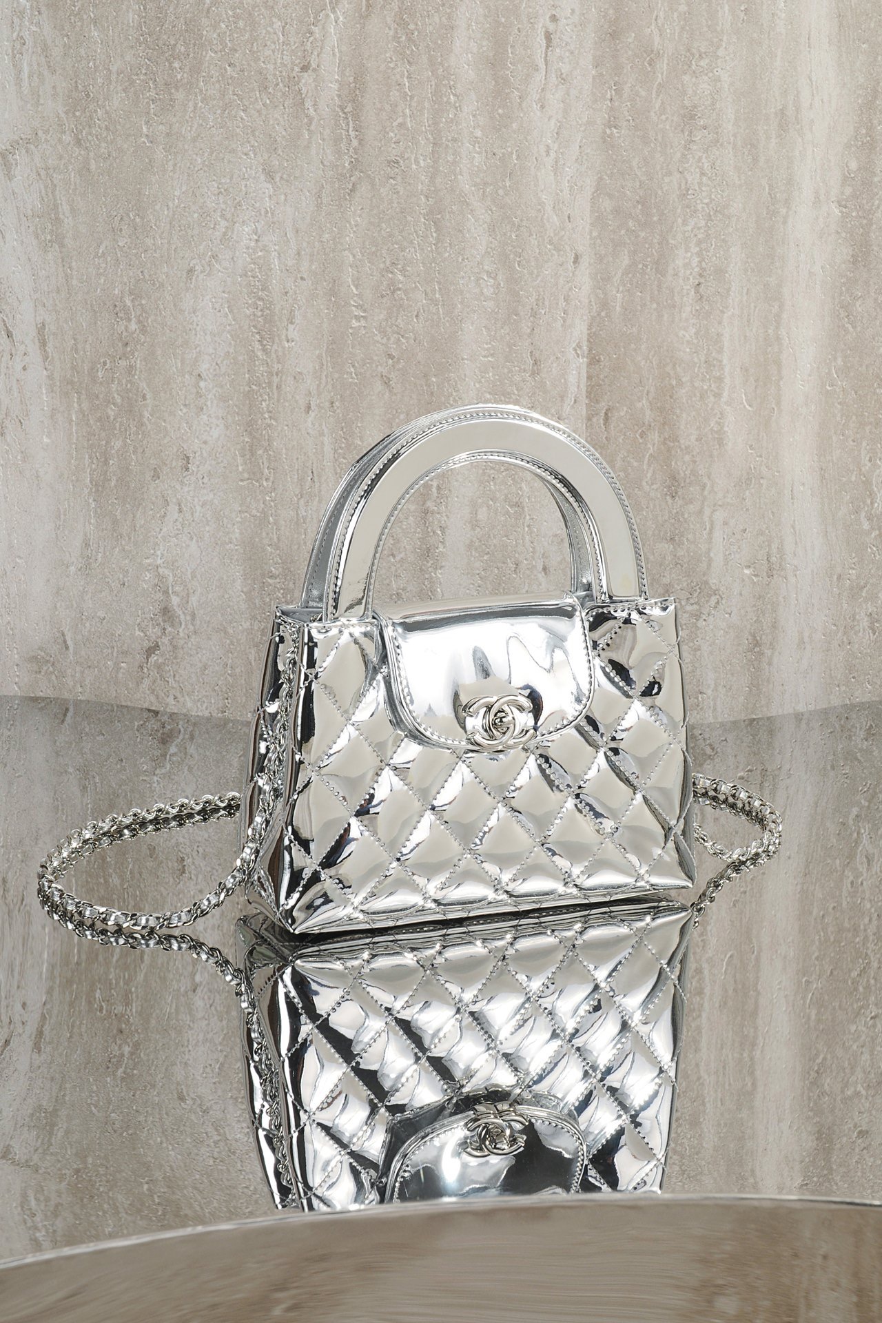 CHANEL Mirror calfskin Kelly Handle Bag - image 4