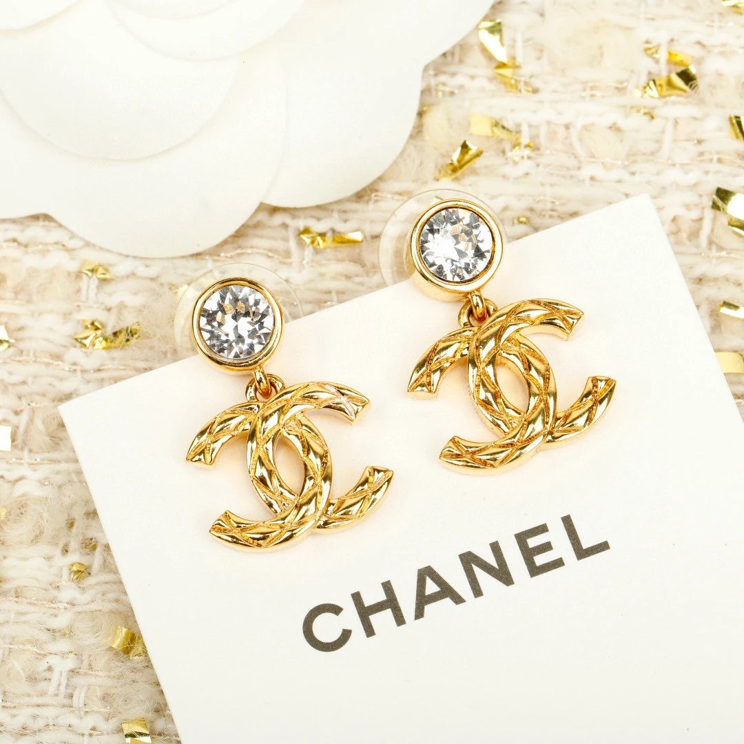 CHANEL Pendant Embossed CC Earrings - image 3