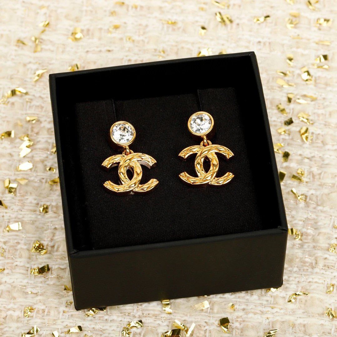 CHANEL Pendant Embossed CC Earrings - image 2