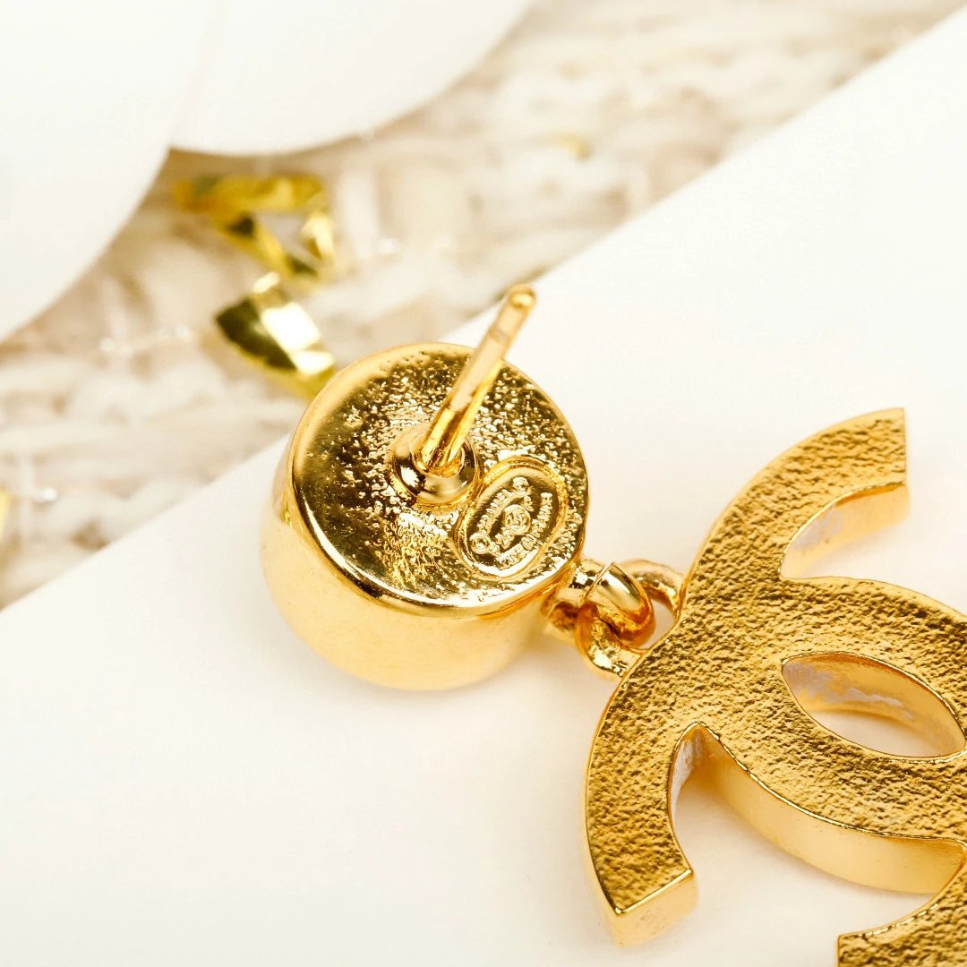 CHANEL Pendant Embossed CC Earrings - image 5