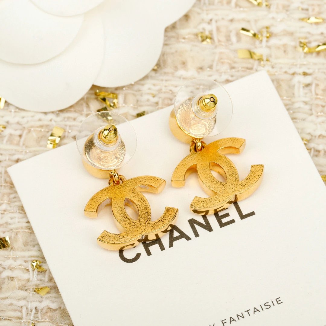 CHANEL Pendant Embossed CC Earrings - image 4