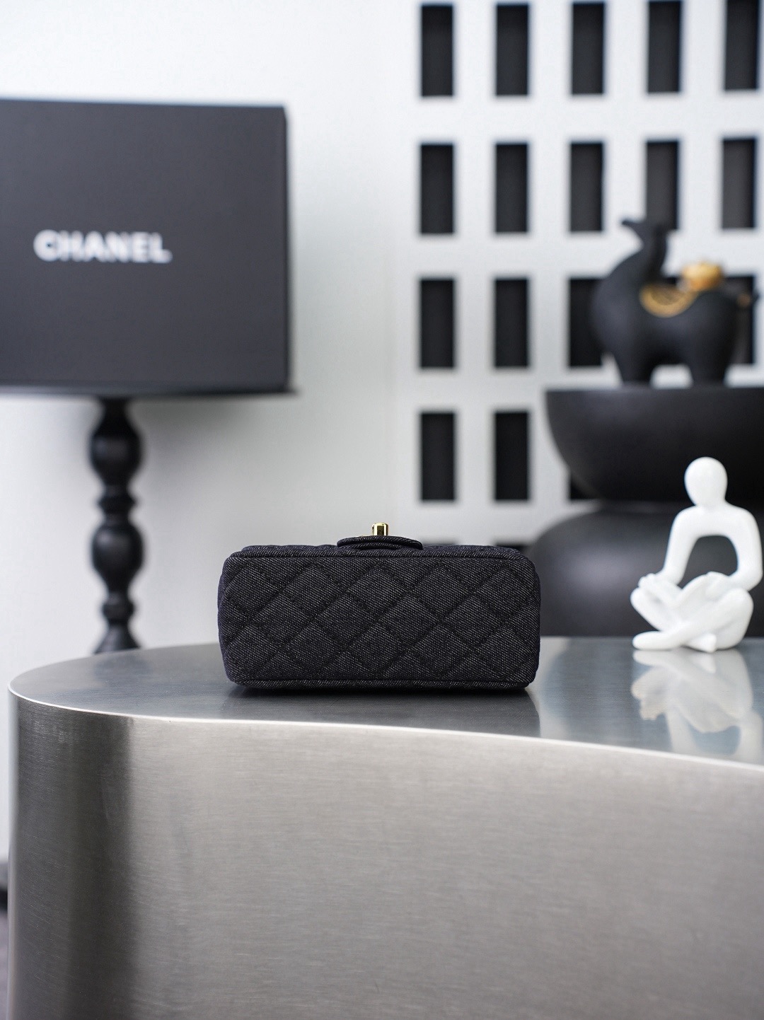 CHANEL MINI Flap Bag Washed Denim Dark Blue - image 5
