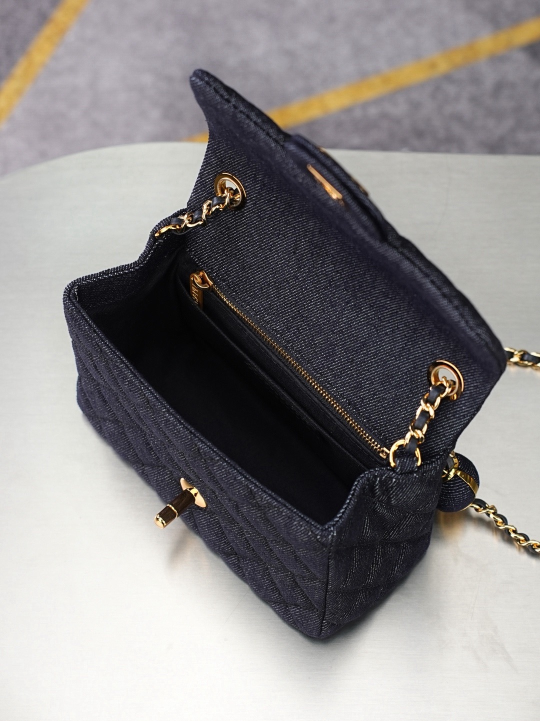 CHANEL MINI Flap Bag Washed Denim Dark Blue - image 6