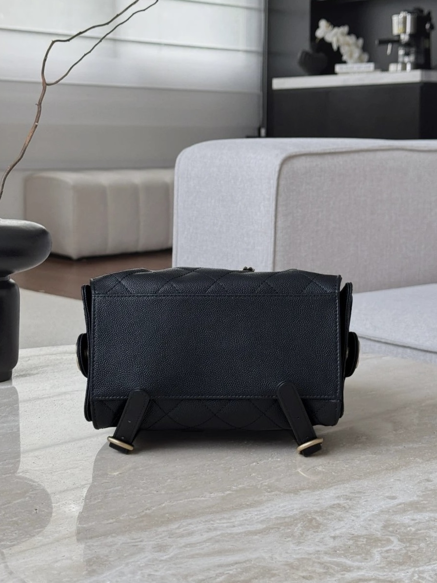 CHANEL 25Bag Black Backpack Caviar Leather - image 5