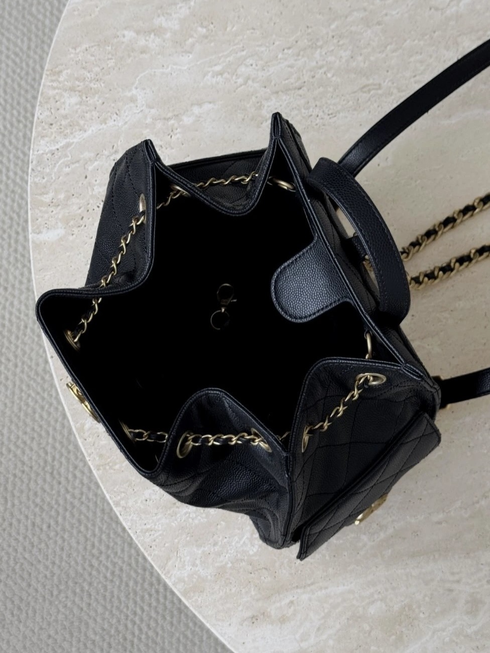 CHANEL 25Bag Black Backpack Caviar Leather - image 6