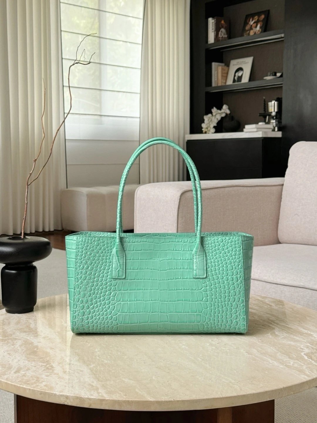 CHANEL Small Shopping Bag Green Crocodile embossed calfskin - image 3