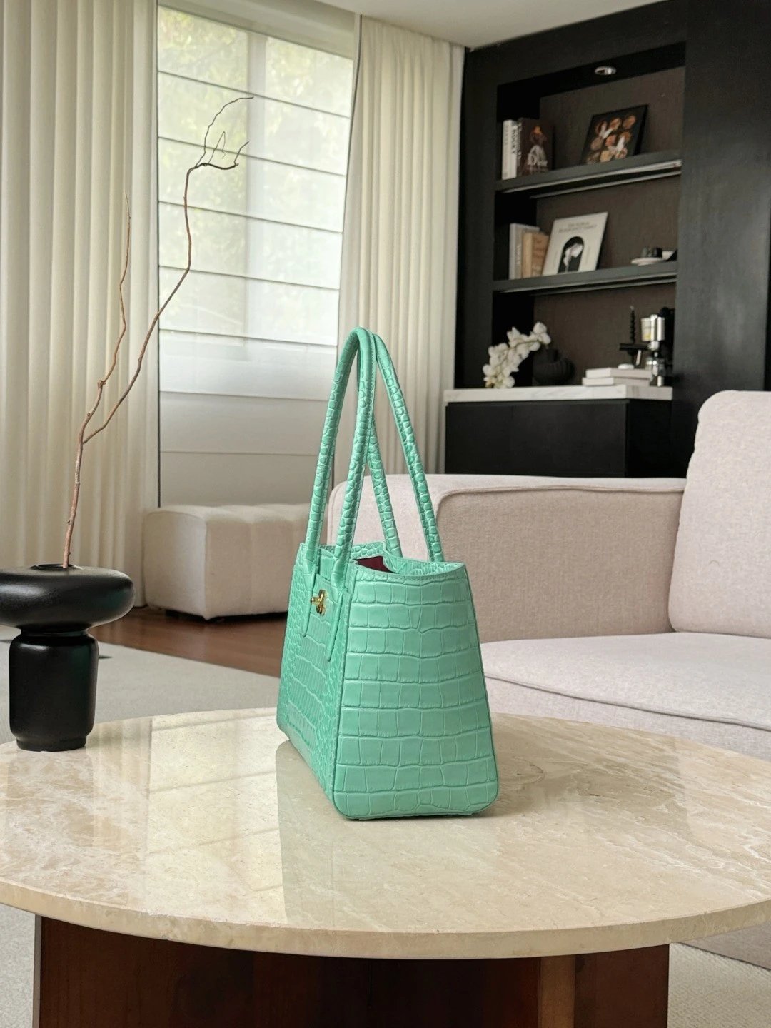 CHANEL Small Shopping Bag Green Crocodile embossed calfskin - image 4