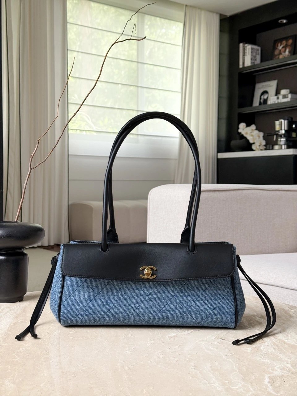 CHANEL Small Shopping Bag Grained Calfskin Denim - image 2
