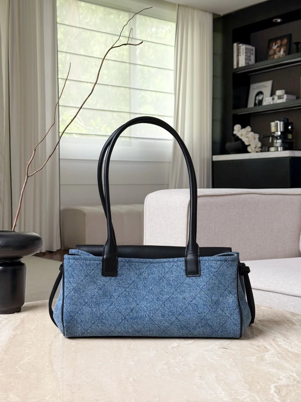 CHANEL Small Shopping Bag Grained Calfskin Denim - image 3