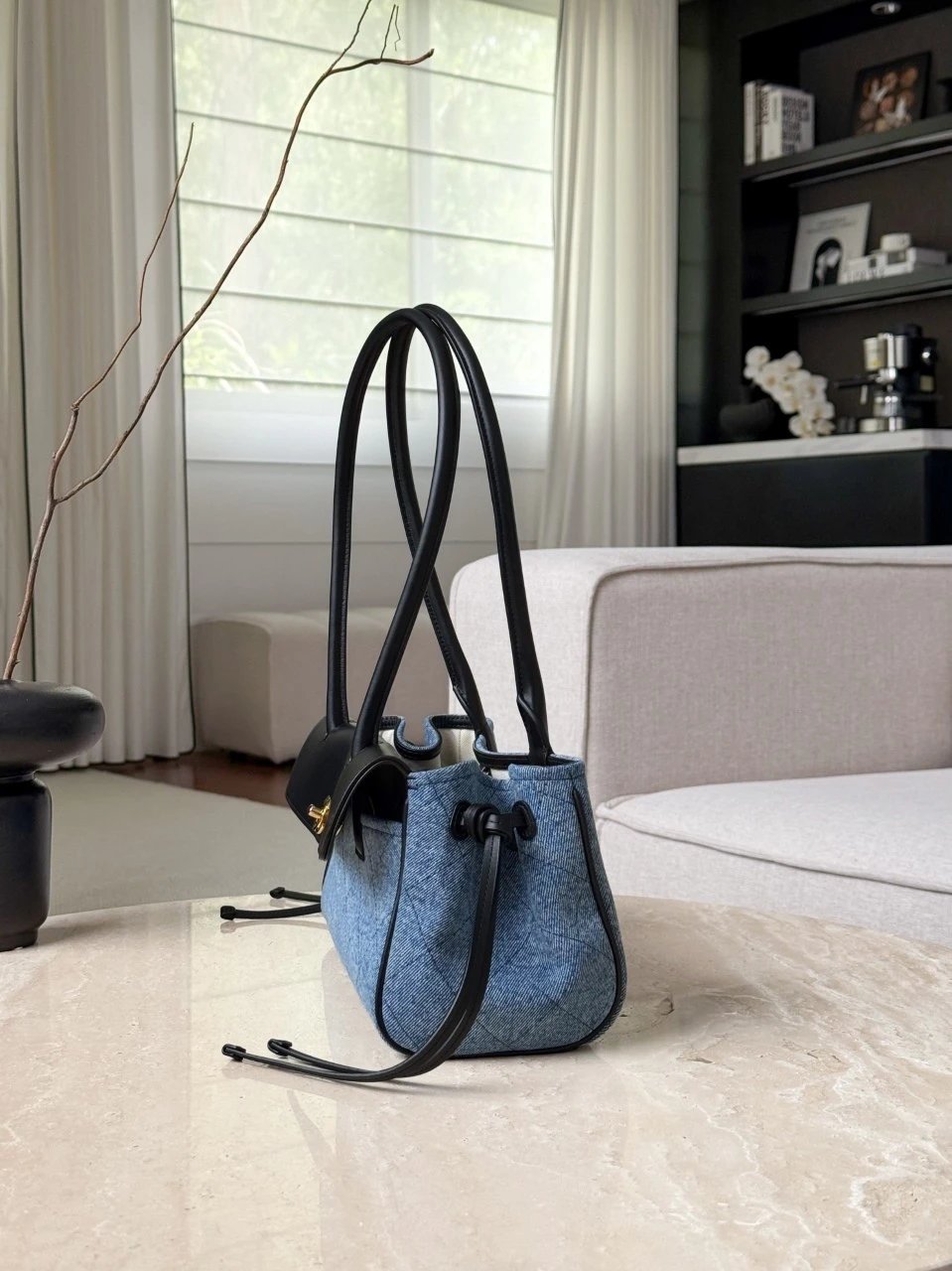 CHANEL Small Shopping Bag Grained Calfskin Denim - image 4