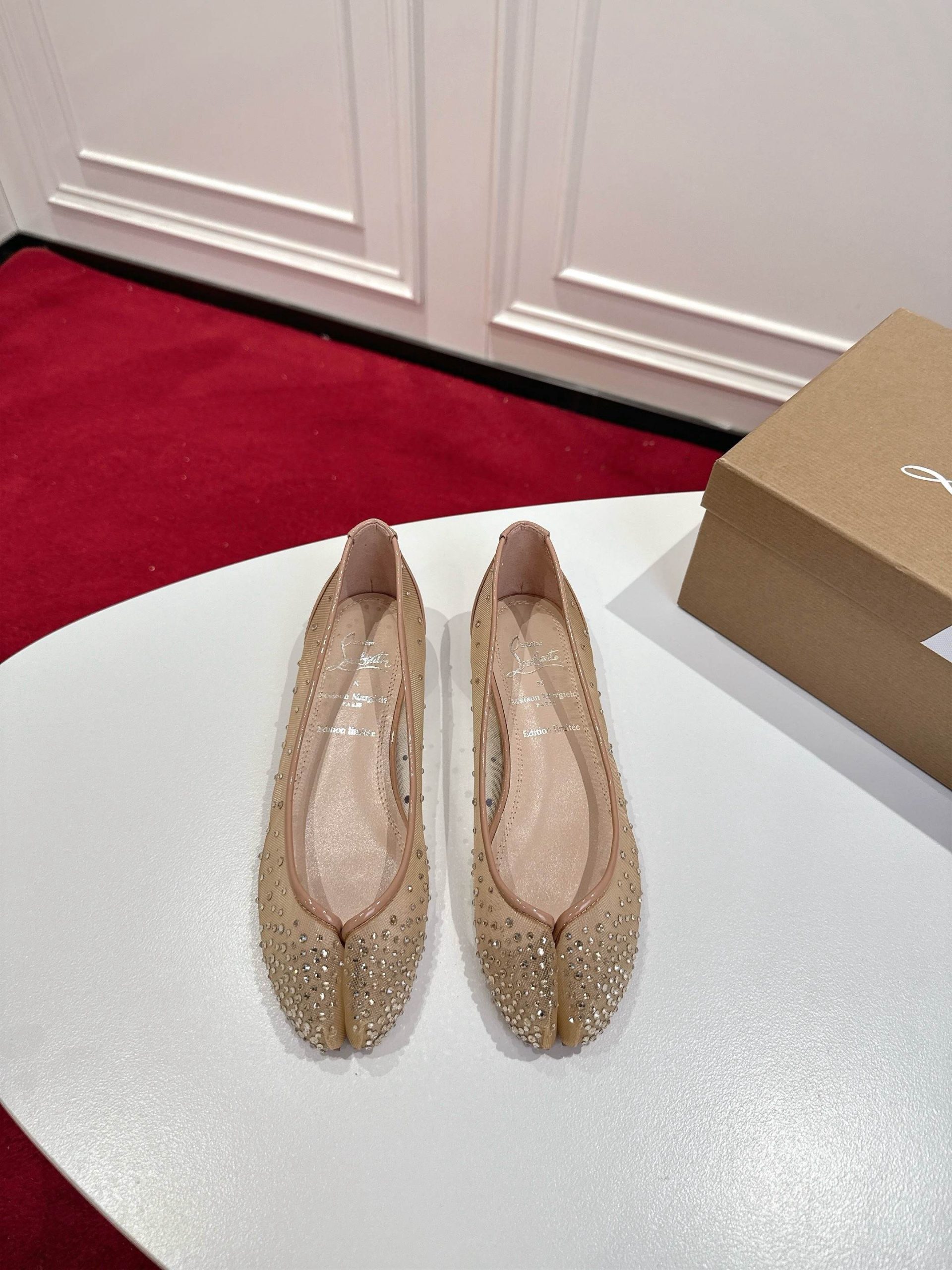 Maison Margiela X CL Tabi Crystal- Embellished Mesh Ballerina Flats - image 2