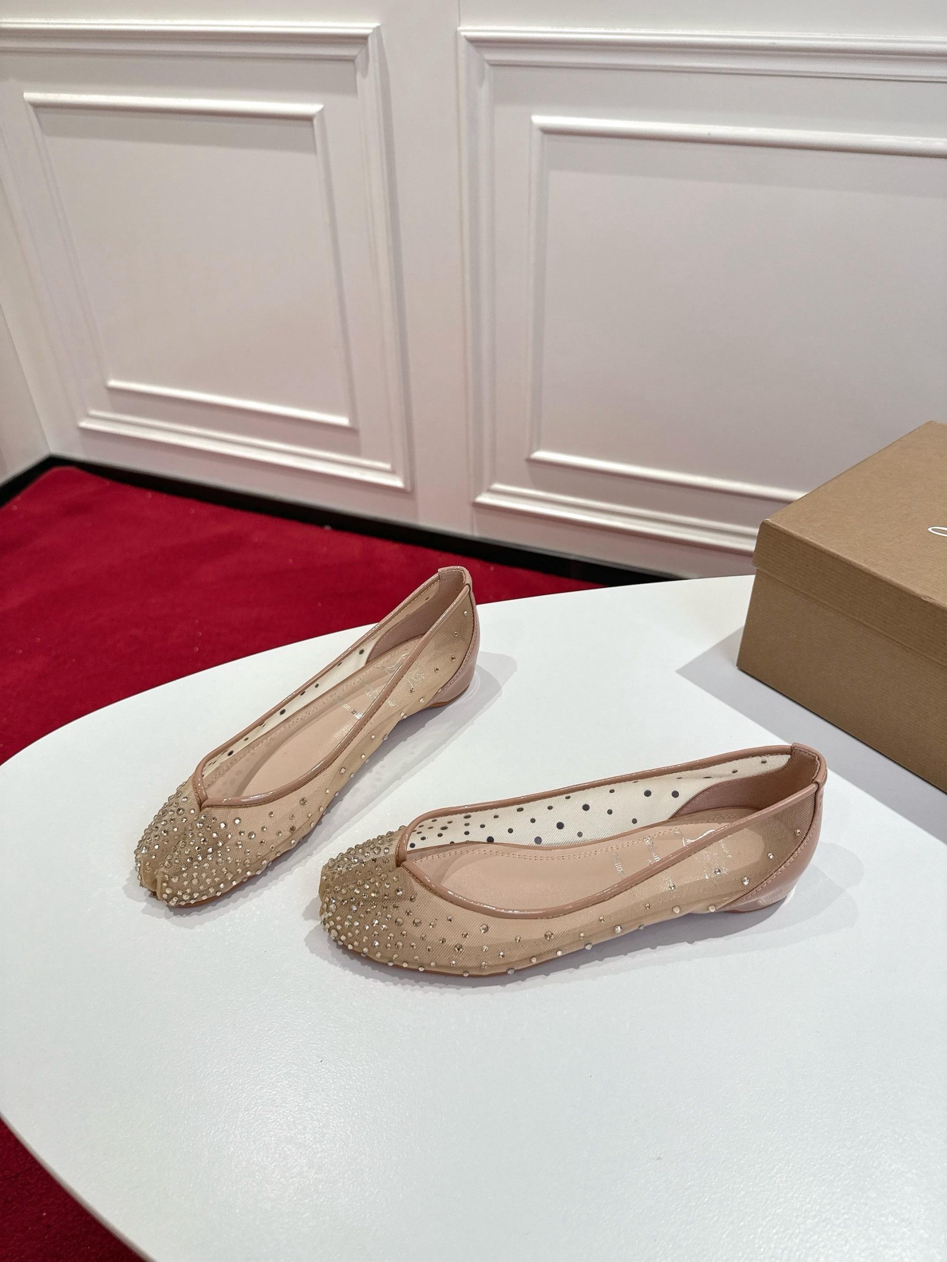 Maison Margiela X CL Tabi Crystal- Embellished Mesh Ballerina Flats - image 3