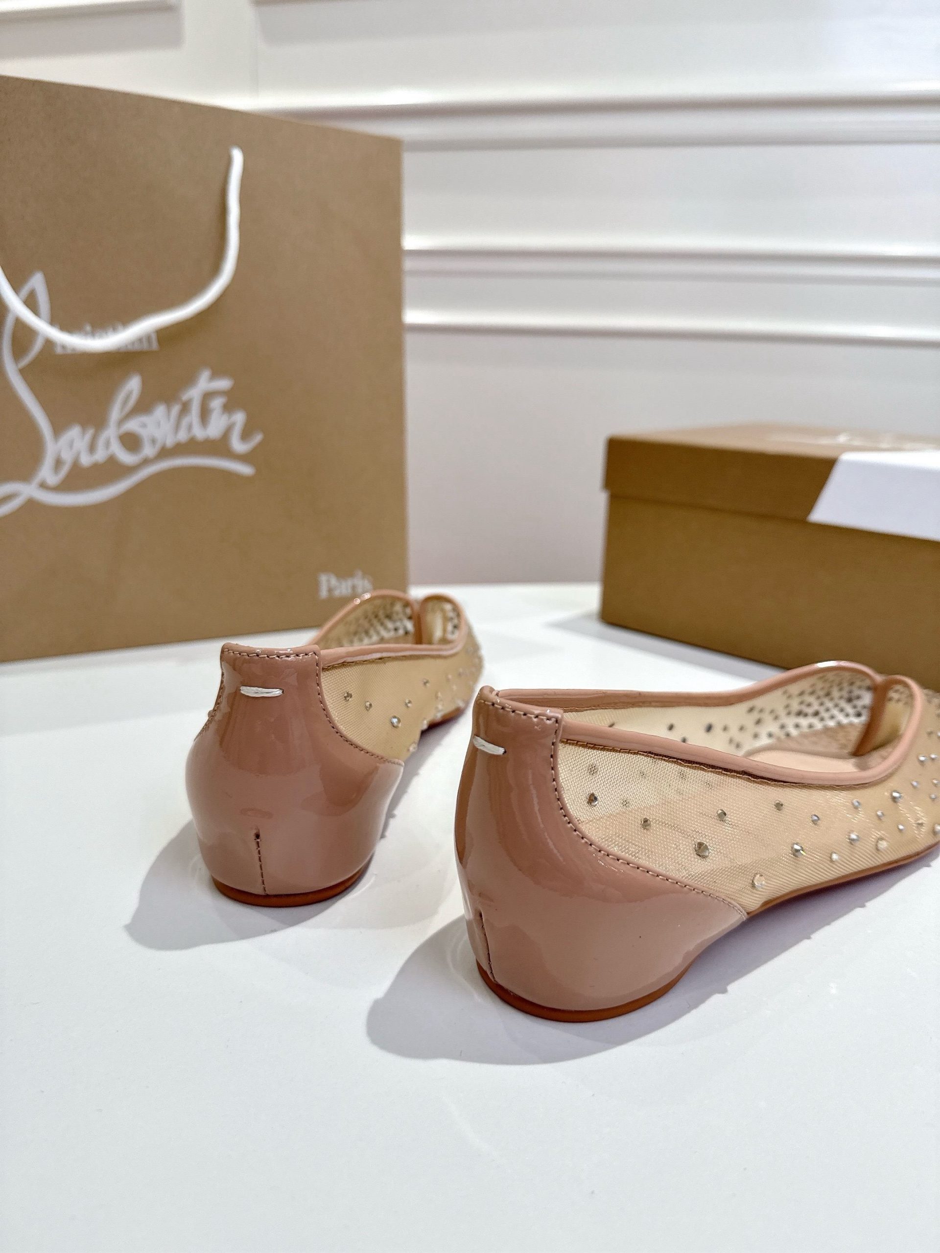 Maison Margiela X CL Tabi Crystal- Embellished Mesh Ballerina Flats - image 5