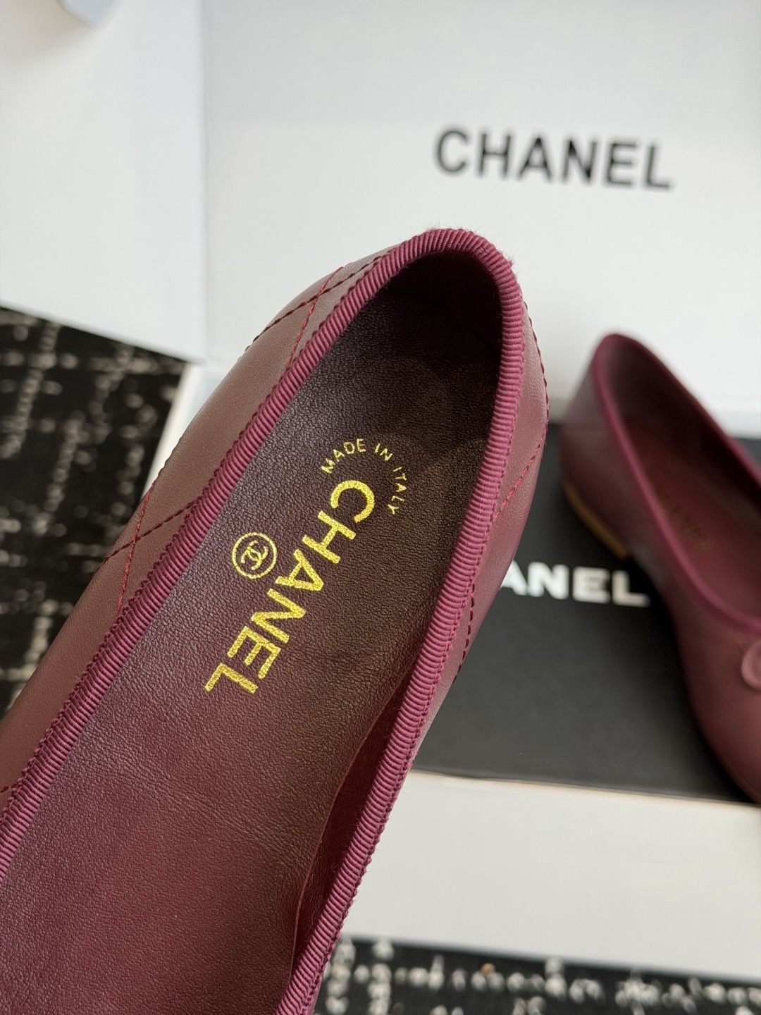 CHANEL Ballet flats Burgundy & Light Blue - image 8